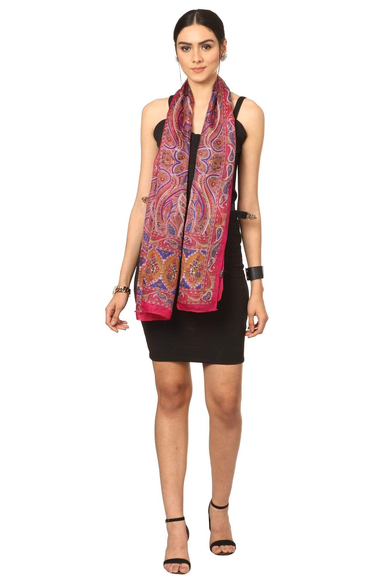 Pashtush India Stole Pashtush Women's 100% Pure Silk, Printed Scarf - Paisley Romance