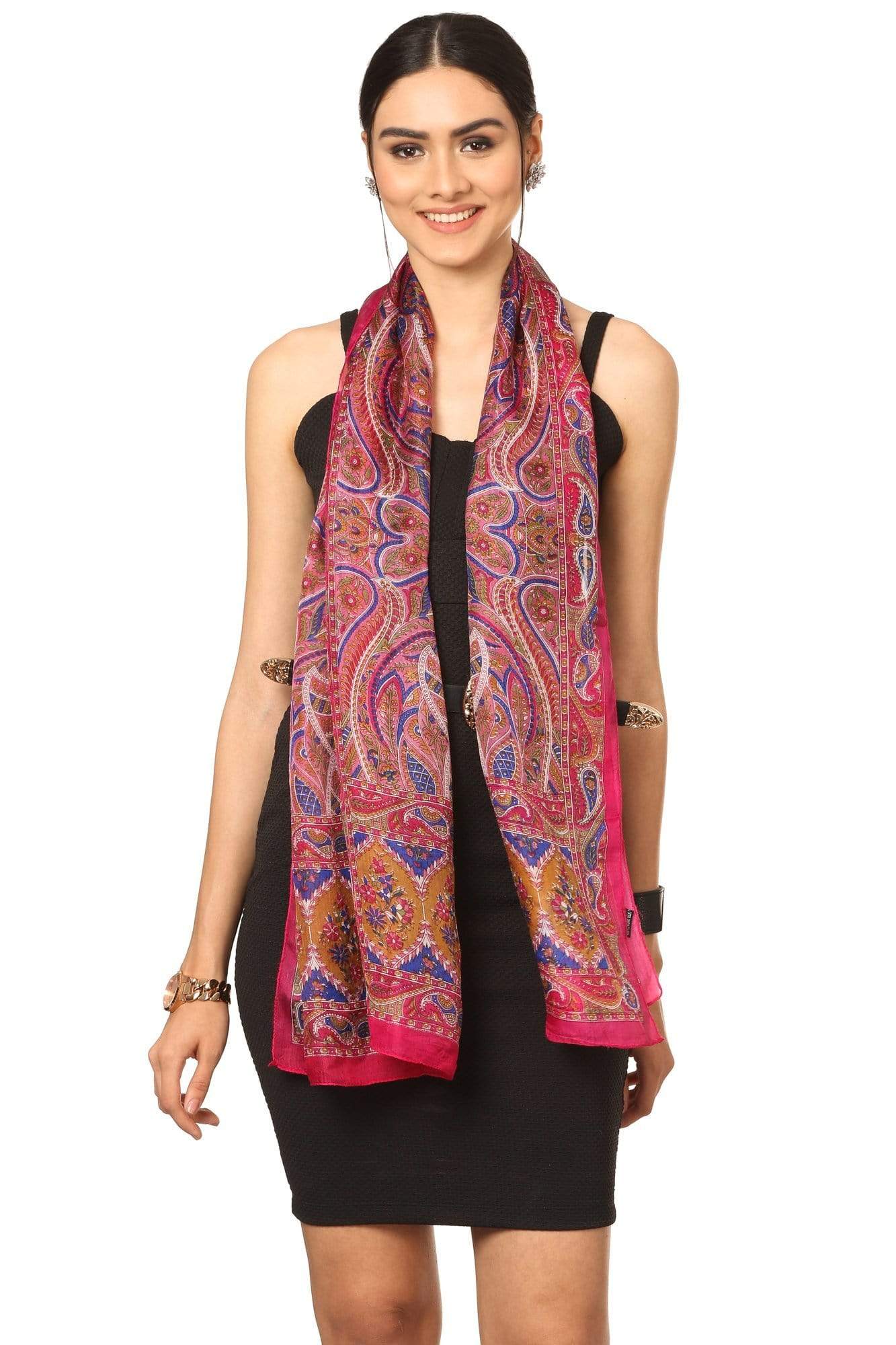 Pashtush India Stole Pashtush Women's 100% Pure Silk, Printed Scarf - Paisley Romance