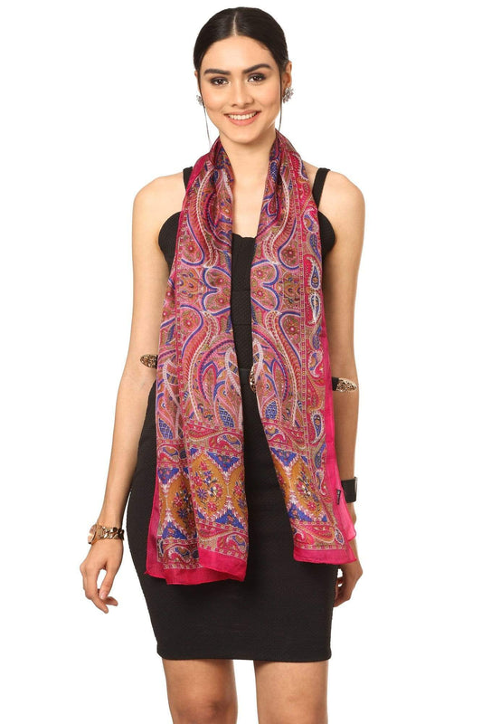 Pashtush India Stole Pashtush Women's 100% Pure Silk, Printed Scarf - Paisley Romance