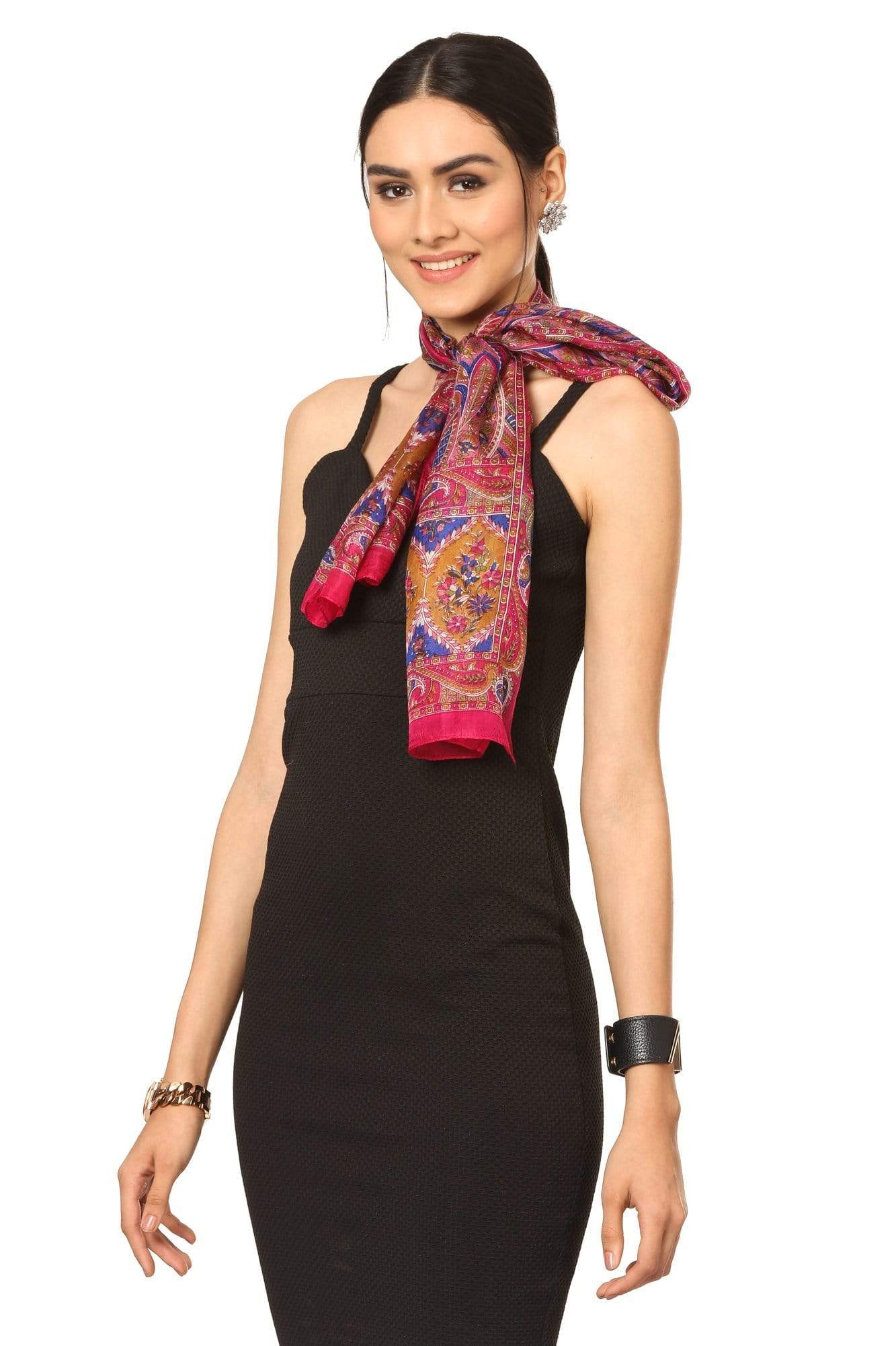 Pashtush India Stole Pashtush Women's 100% Pure Silk, Printed Scarf - Paisley Romance