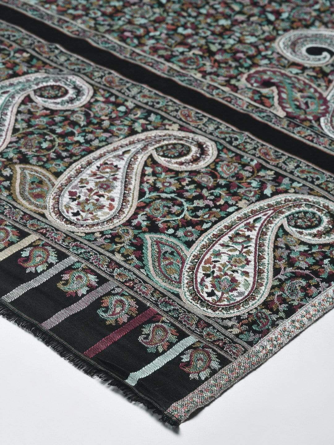 Pashtush India 70x200 PASHTUSH WOMEN'S ANTIQUE SCARF, EXTRA SOFT BAMBOO STOLE, Black