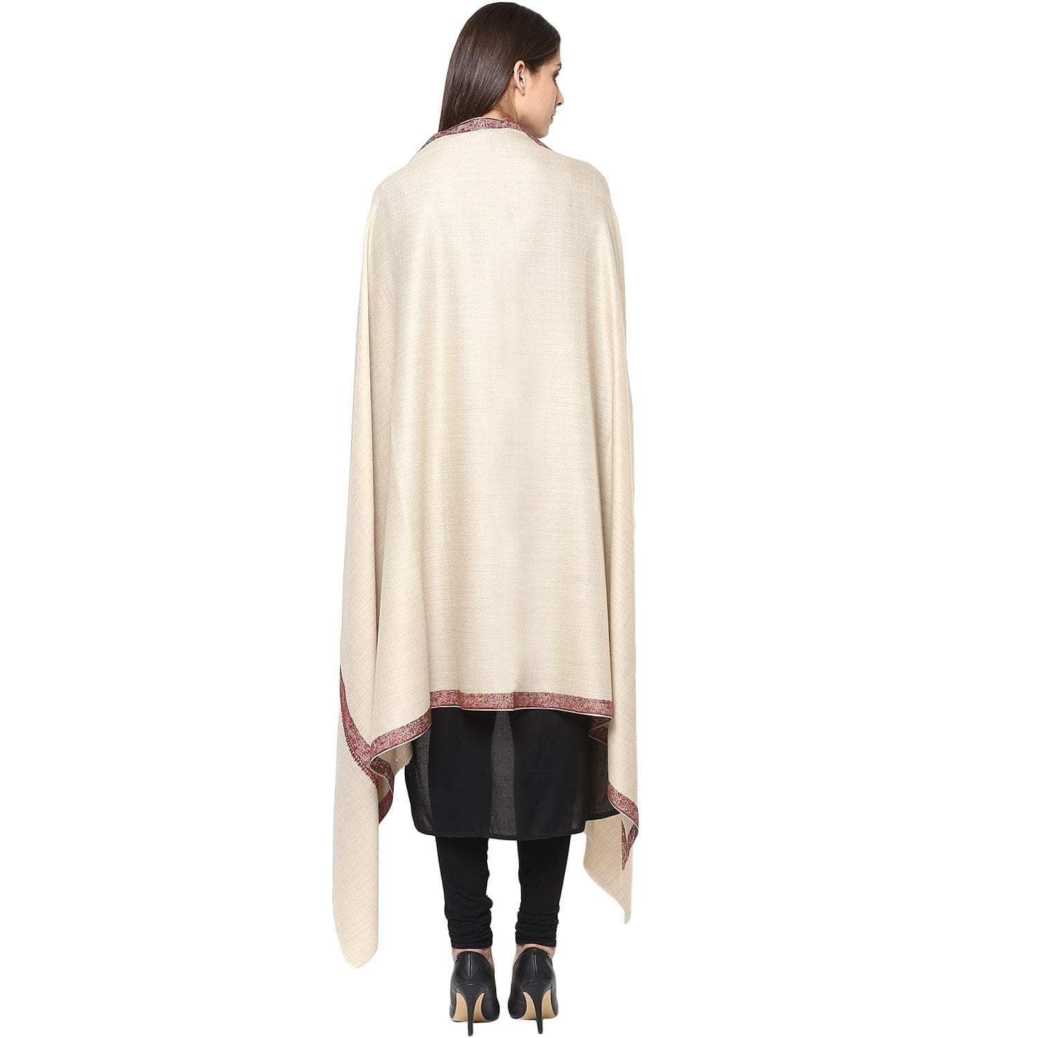 Pashtush India 100x200 Pashtush Women's Border Shawl, with Hand Embroidery, Warm Wool