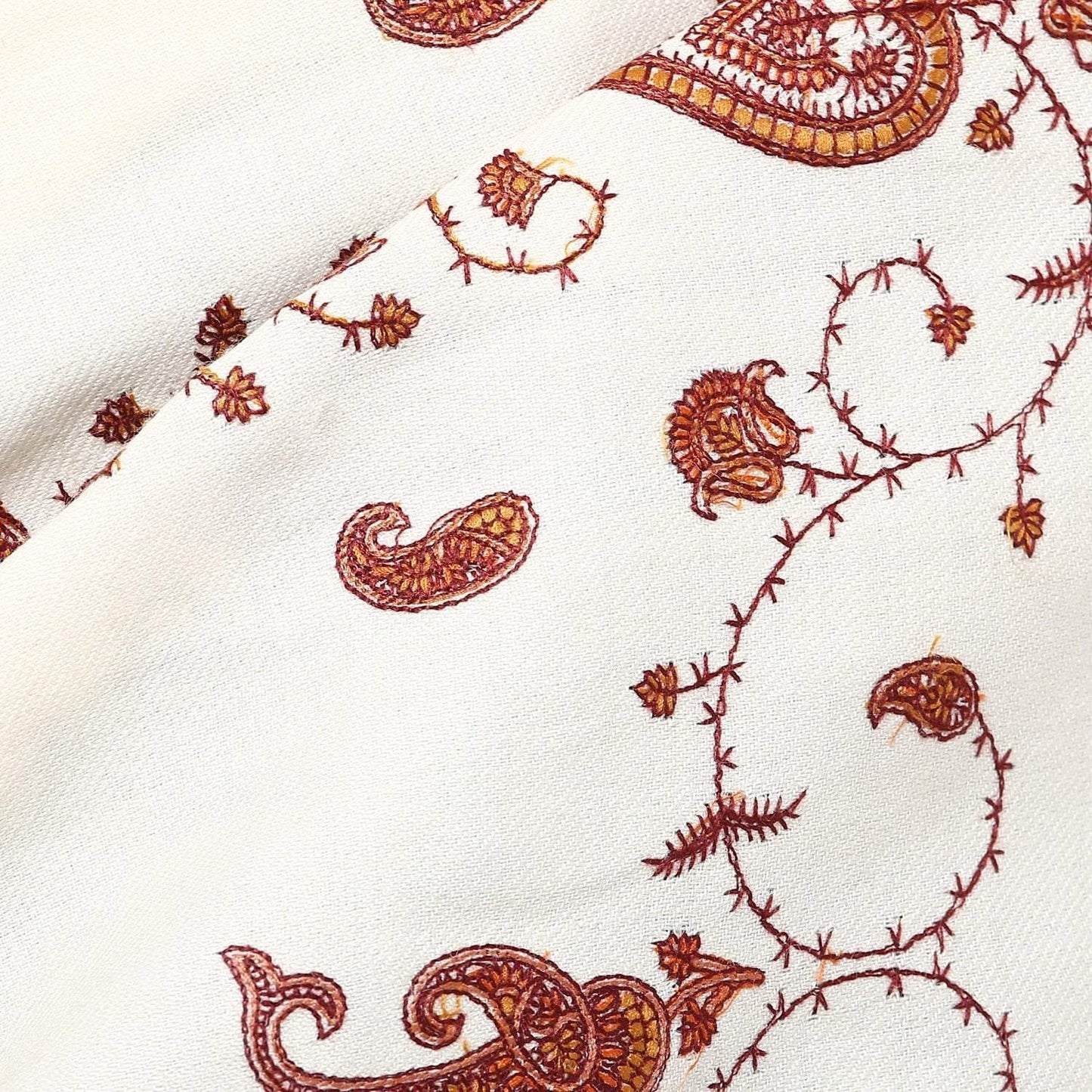 Pashtush India 100x200 Pashtush Women's Embroidered Wool Shawl white with Stripe palla