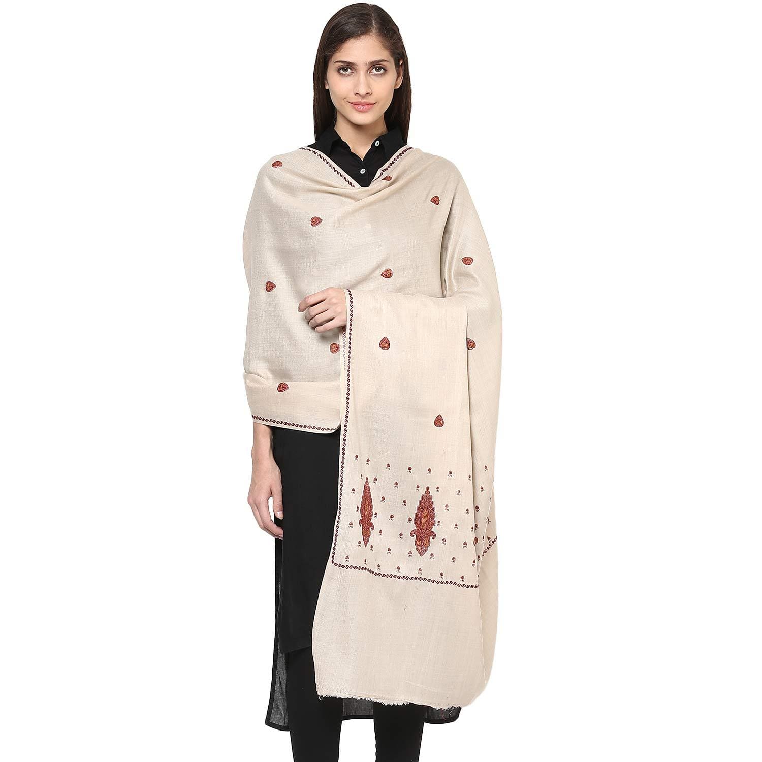 Pashtush Store Shawl Pashtush Women's Embroidery Shawl Fine Wool Kashmiri Shawl, warm soft and elegant