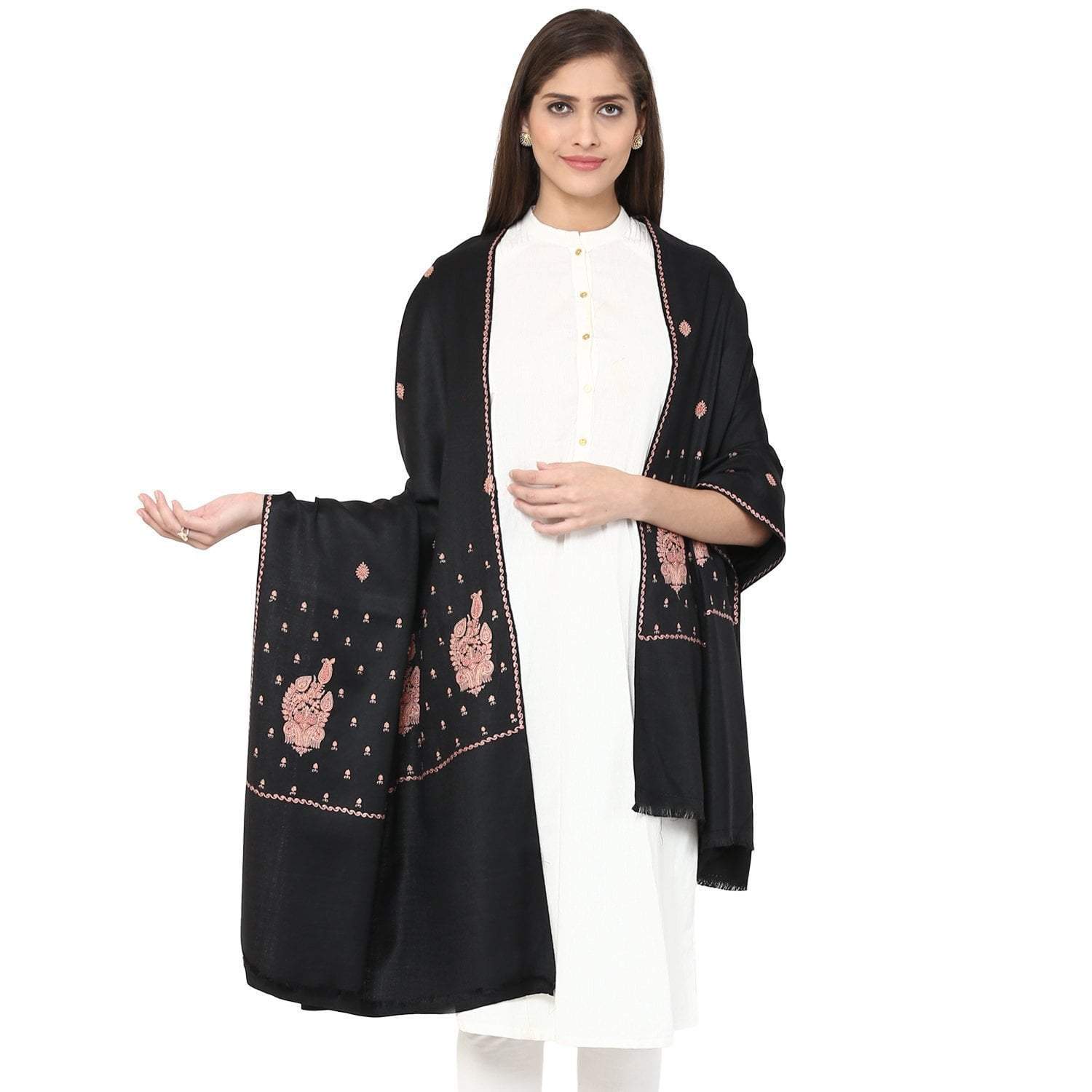 Pashtush India 100x200 Pashtush Women's Embroidery Shawl Fine Wool Kashmiri Shawl, warm soft and elegant