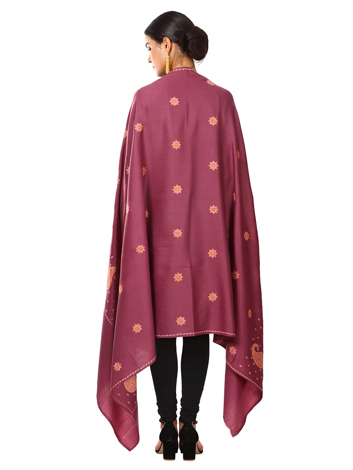 Pashtush Store Shawl Pashtush Women's Embroidery Wool with Palla Embroidery Paisley Design Peel Lilac