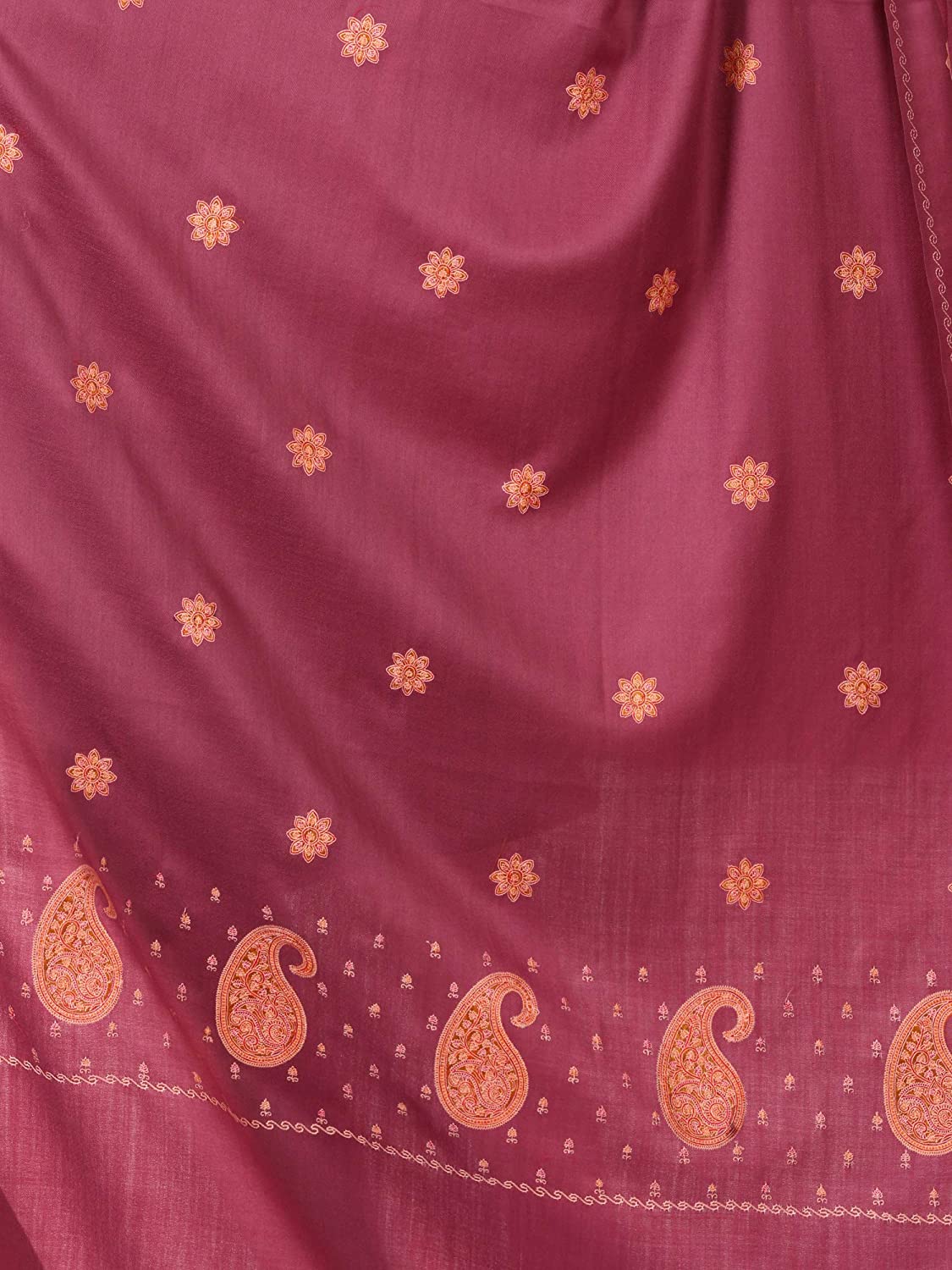 Pashtush Store Shawl Pashtush Women's Embroidery Wool with Palla Embroidery Paisley Design Peel Lilac