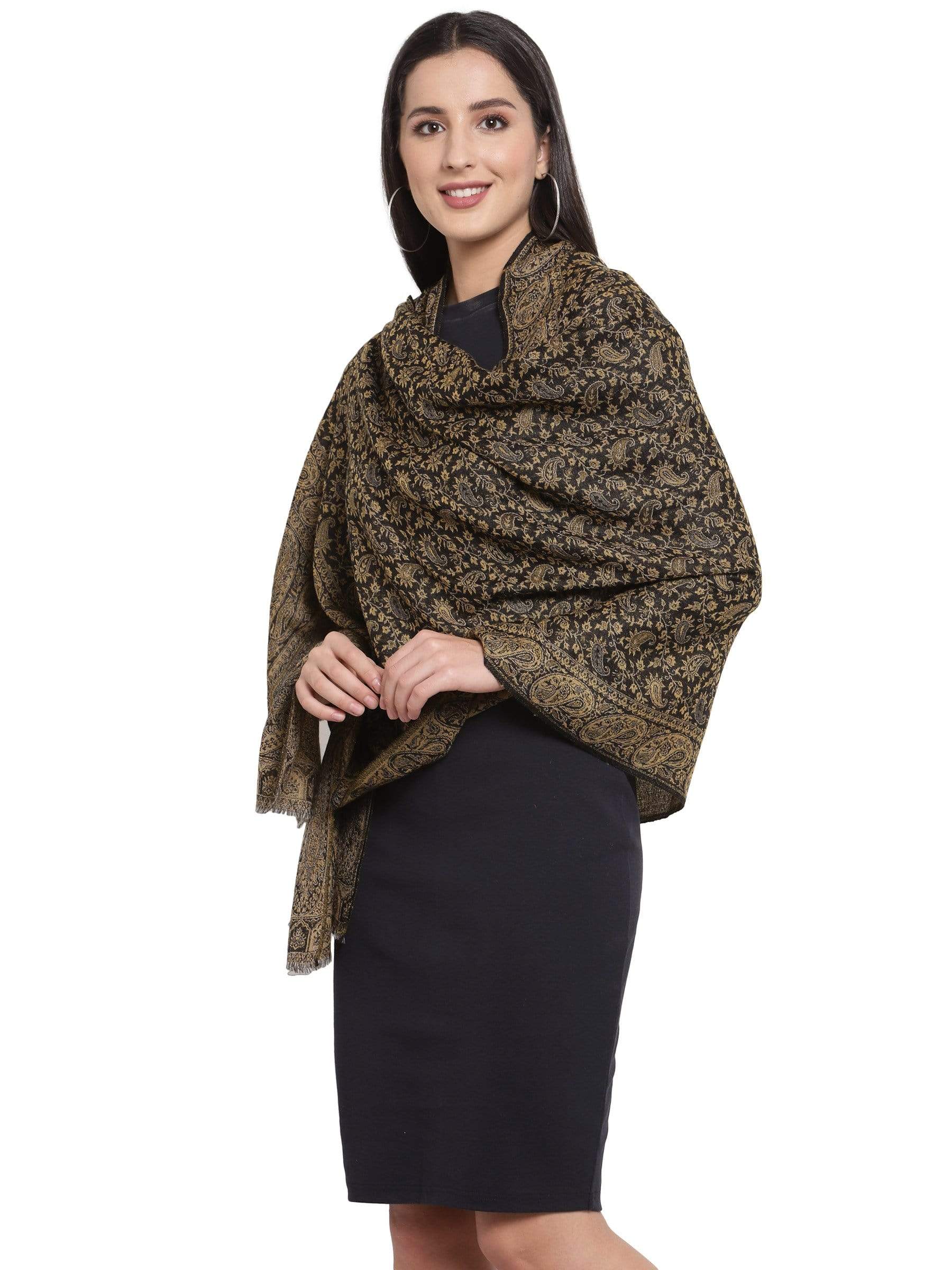 Pashtush India 70x200 Pashtush Women's Ethnic Weave Stole, Fine Wool