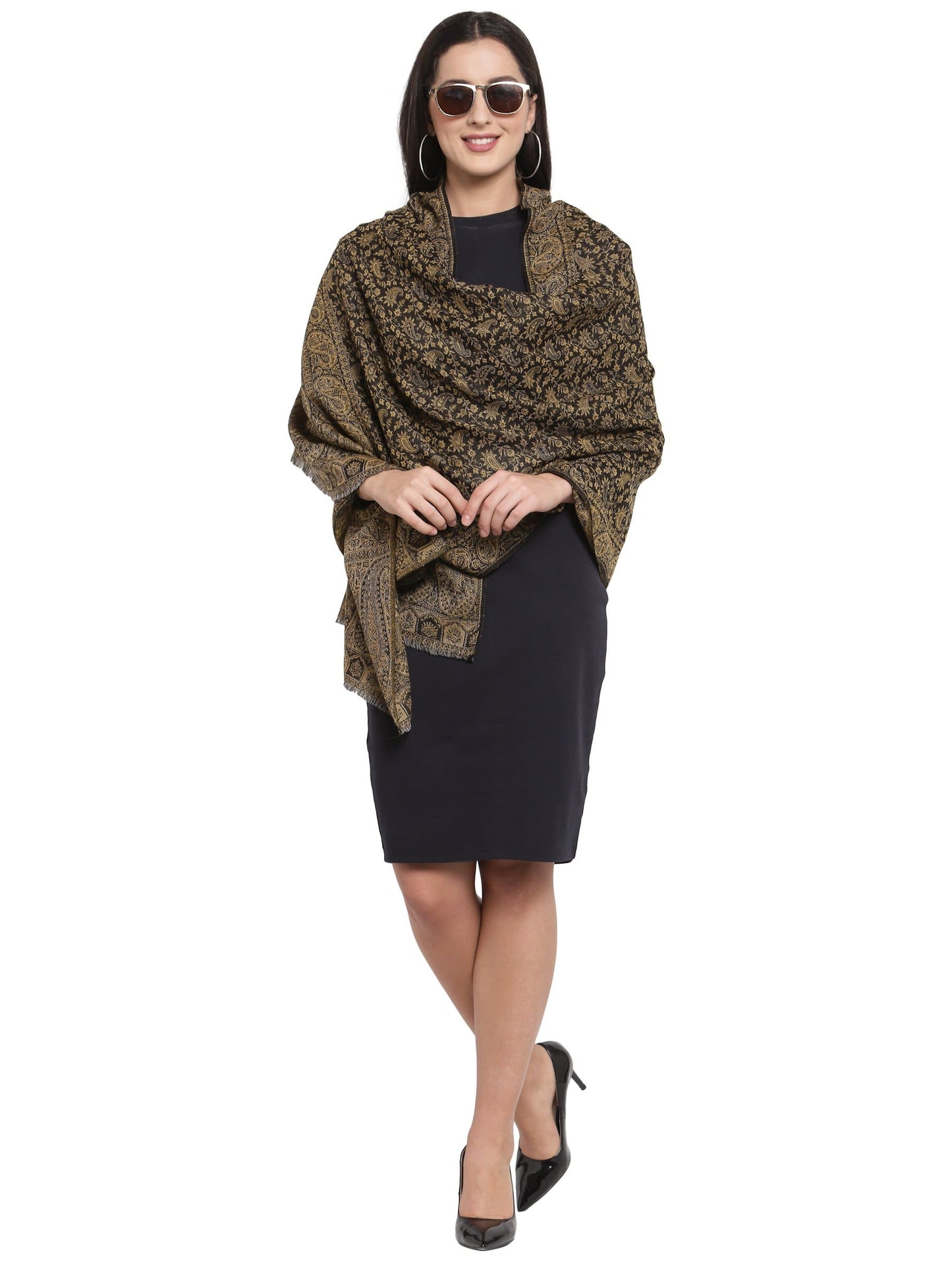 Pashtush India 70x200 Pashtush Women's Ethnic Weave Stole, Fine Wool