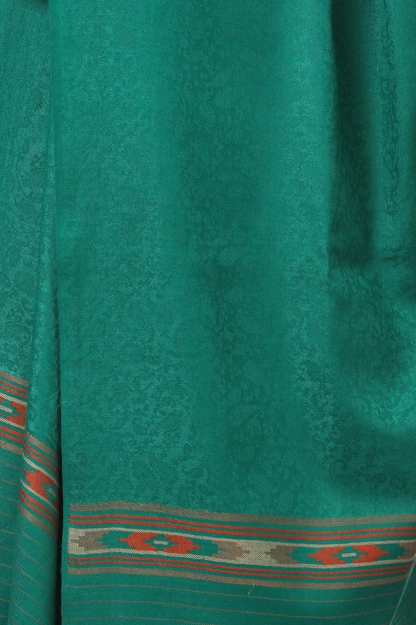 Pashtush India Shawl Pashtush Women's Fine Wool Shawl, Soft and Warm, Kullu Design, Jacquard Weave - Bottle Green