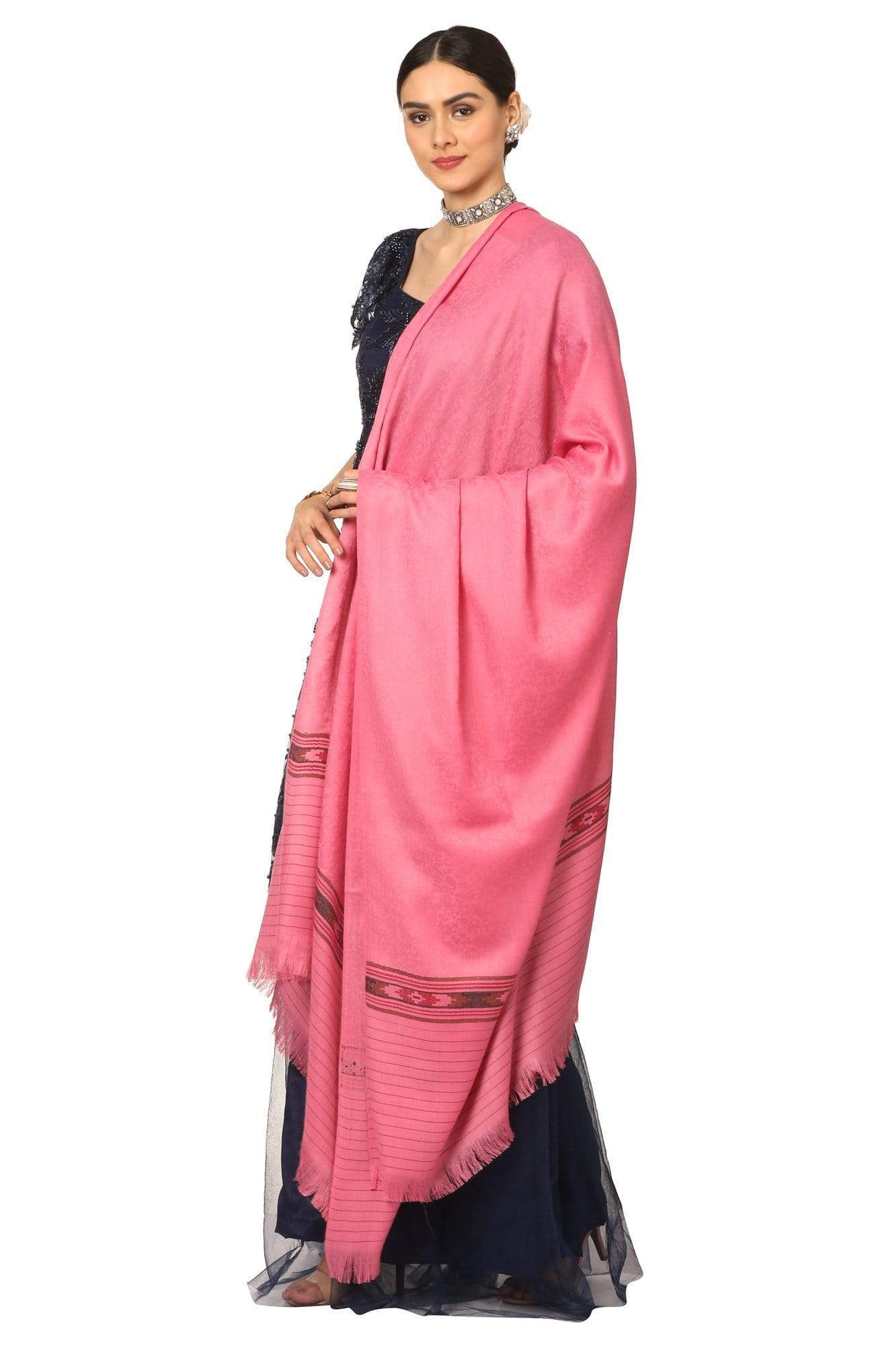 Pashtush India 100x200 Pashtush Women's Fine Wool Shawl, Soft and Warm, Kullu Design, Jacquard Weave - Gajri