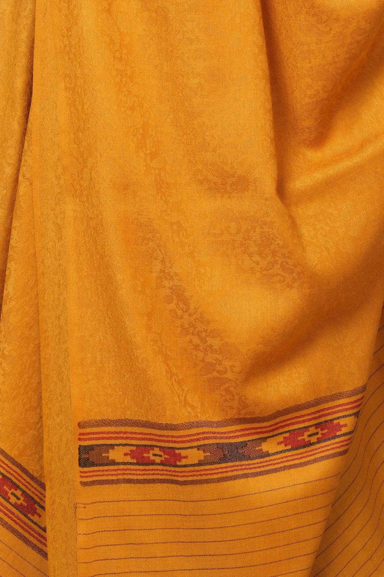 Pashtush India Shawl Pashtush Women's Fine Wool Shawl, Soft and Warm, Kullu Design, Jacquard Weave - Palla Mustard