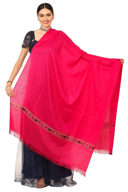 Pashtush India Shawl Pashtush Women's Fine Wool Shawl, Soft and Warm, Kullu Design, Jacquard Weave - Pink