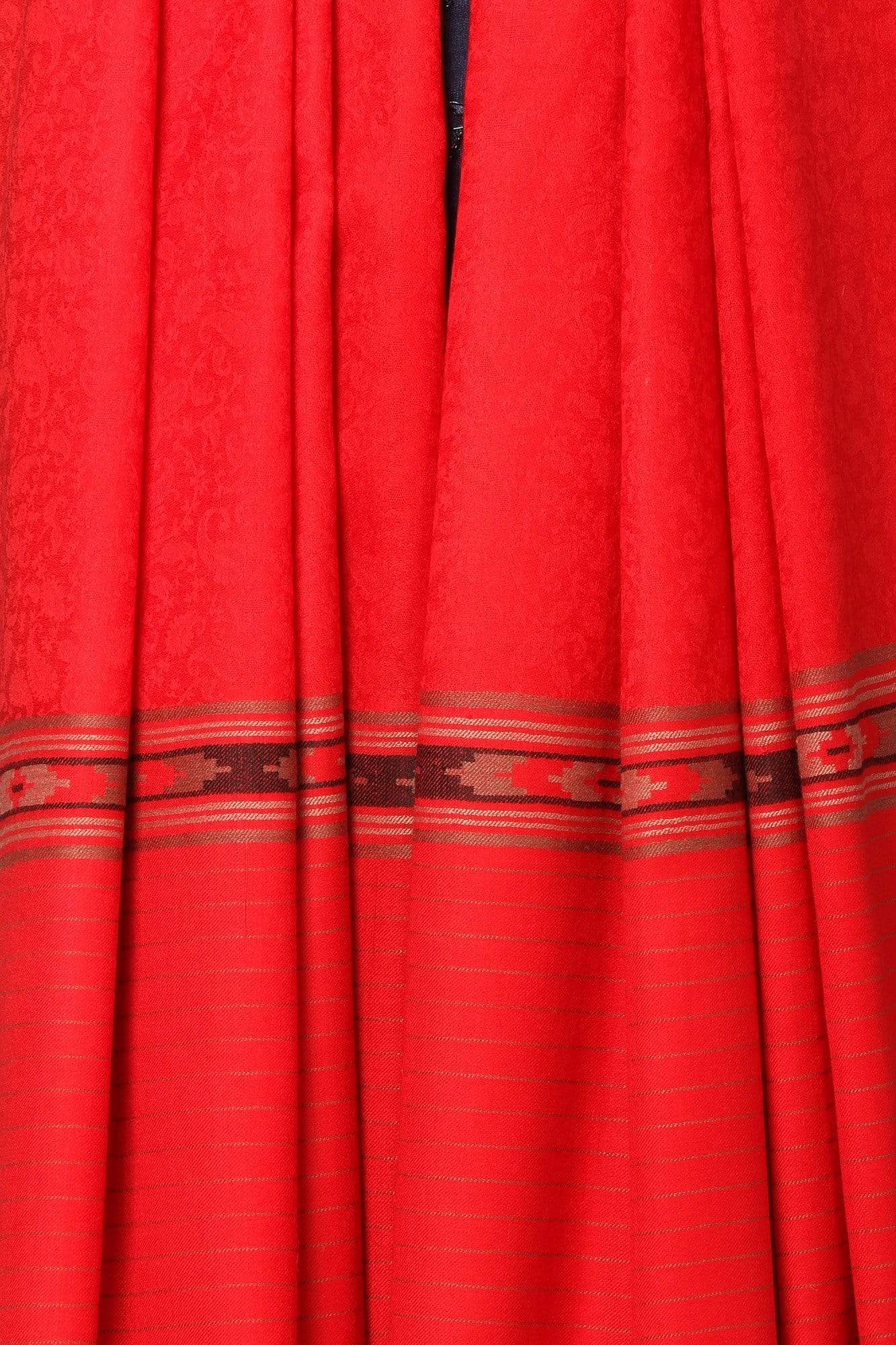 Pashtush India Shawl Pashtush Women's Fine Wool Shawl, Soft and Warm, Kullu Design, Jacquard Weave - Red
