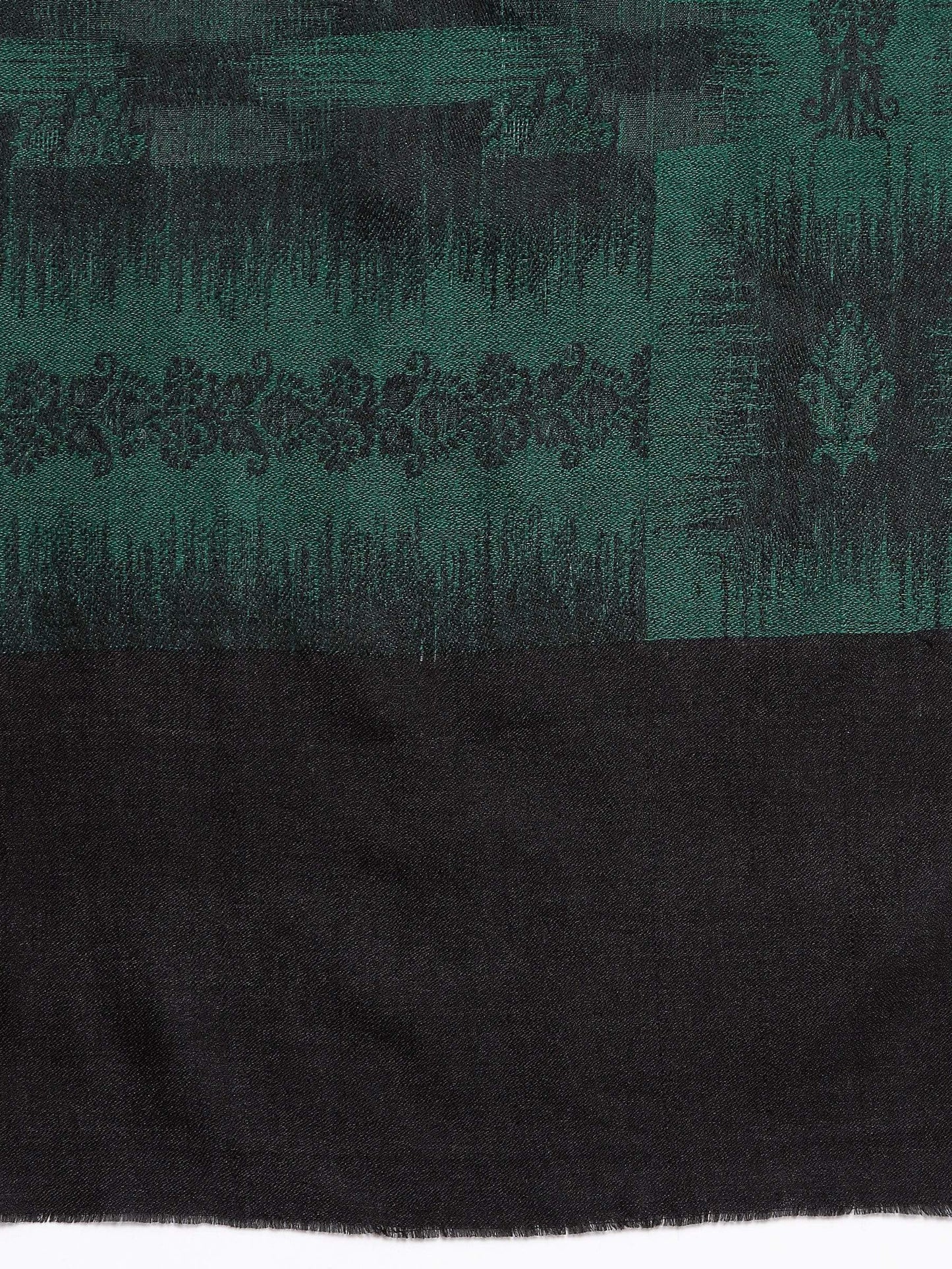 Pashtush India 70x200 Pashtush Women's Fine Wool Stole, Ikkat Design, Azure Green