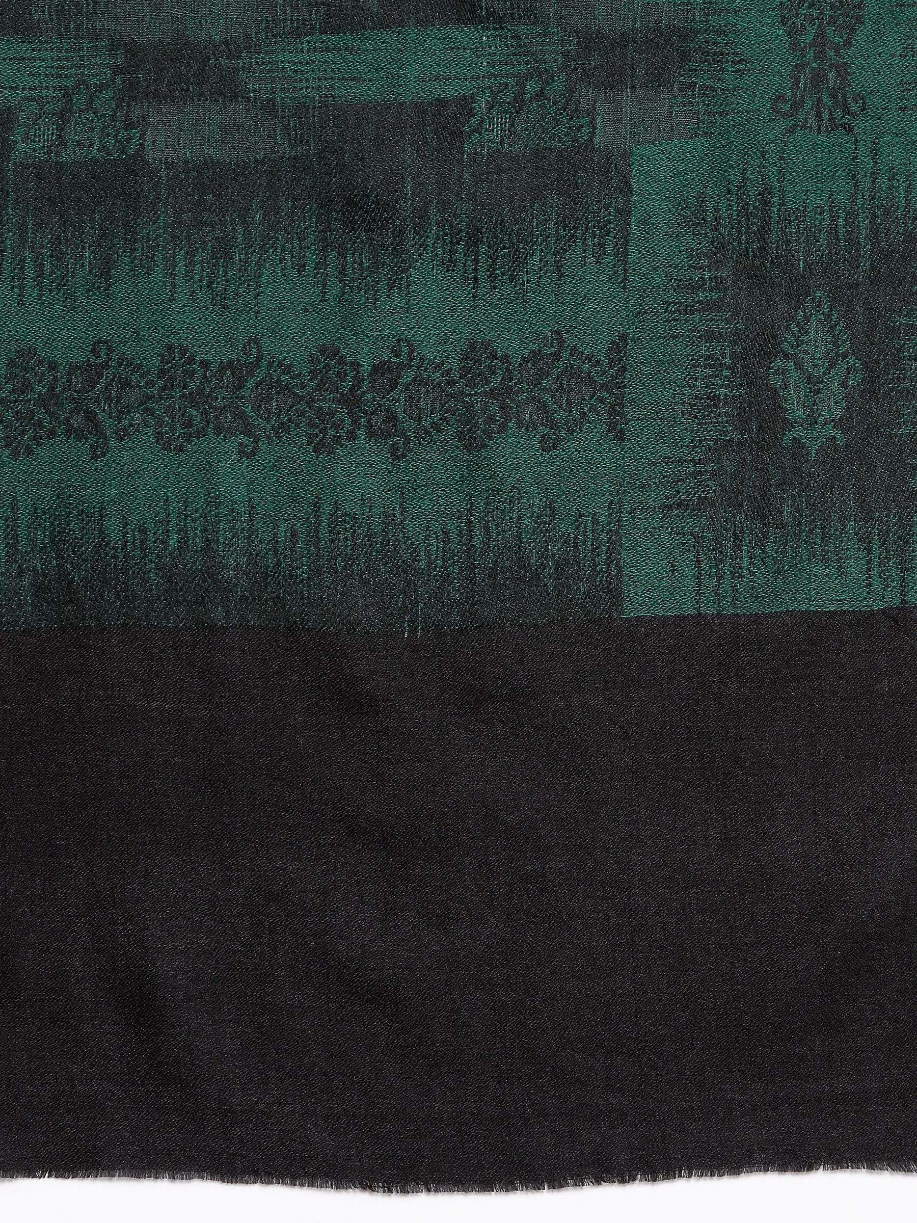 Pashtush India 70x200 Pashtush Women's Fine Wool Stole, Ikkat Design, Azure Green