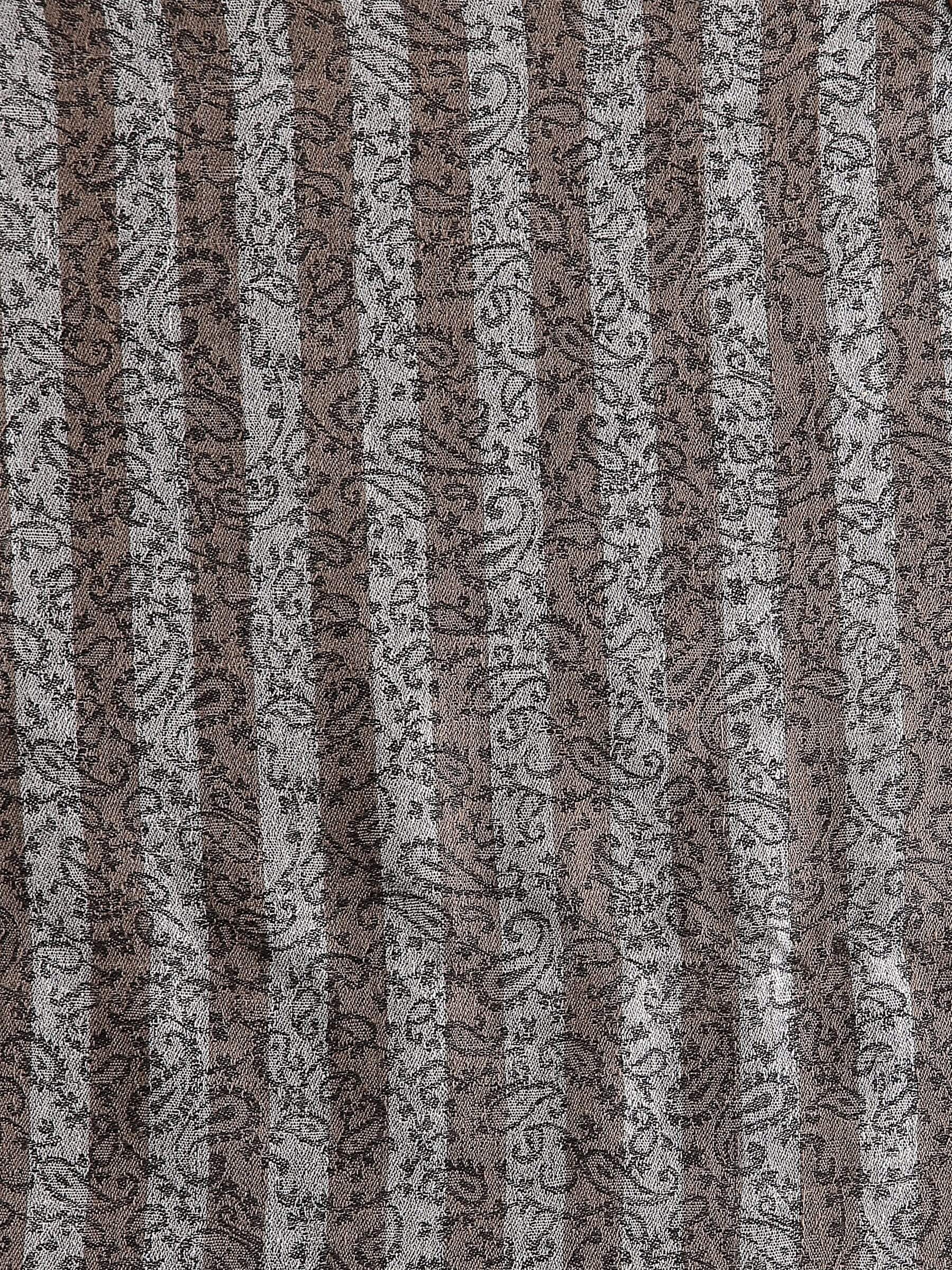 Pashtush India 70x200 Pashtush Women's Fine Wool Striped Stole, Self Weave, Black and Brown