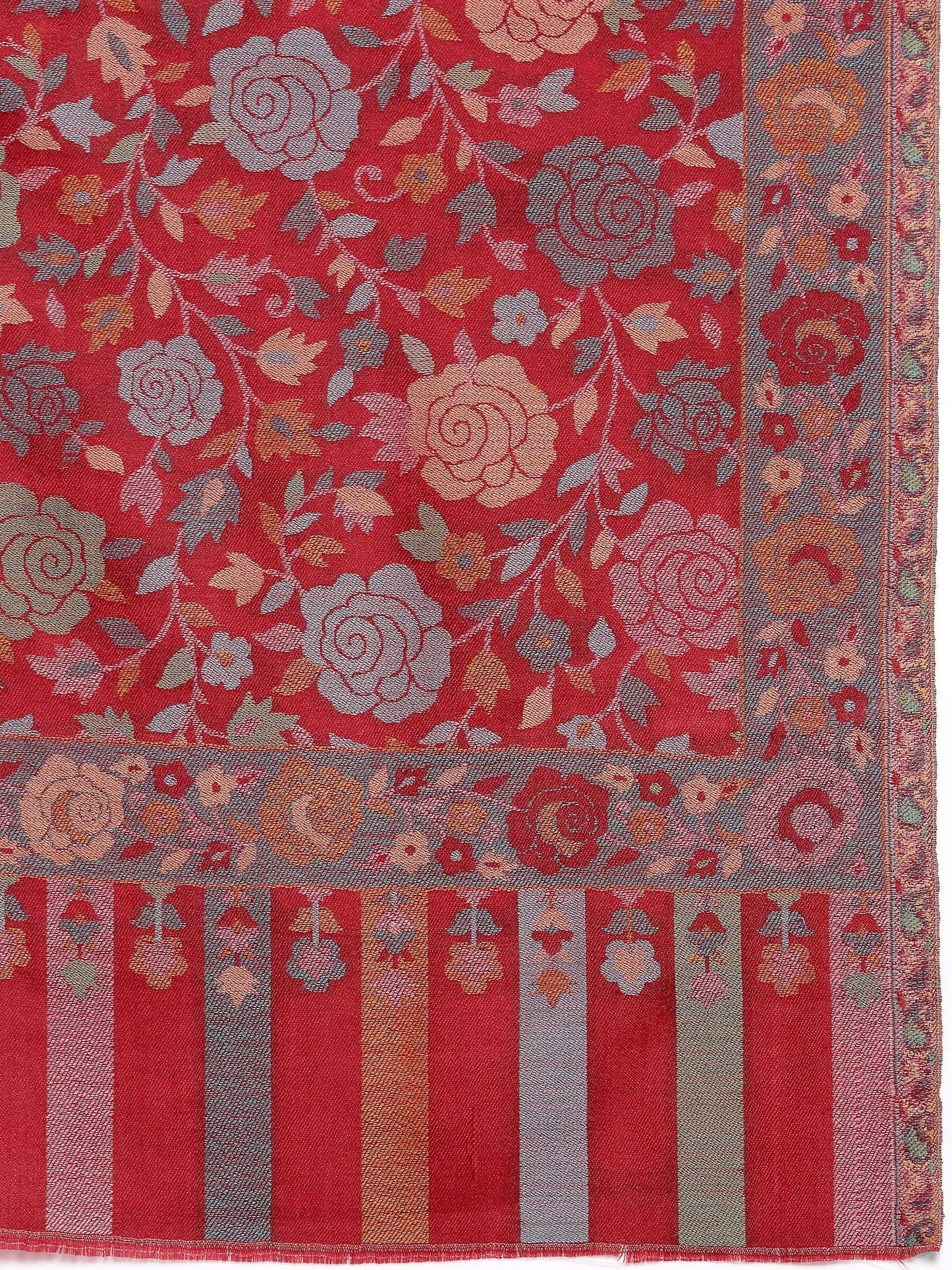 Pashtush Shawl Store Pashtush Women's Floral, Fine Wool, Gulaabdar, Stole , Maroon