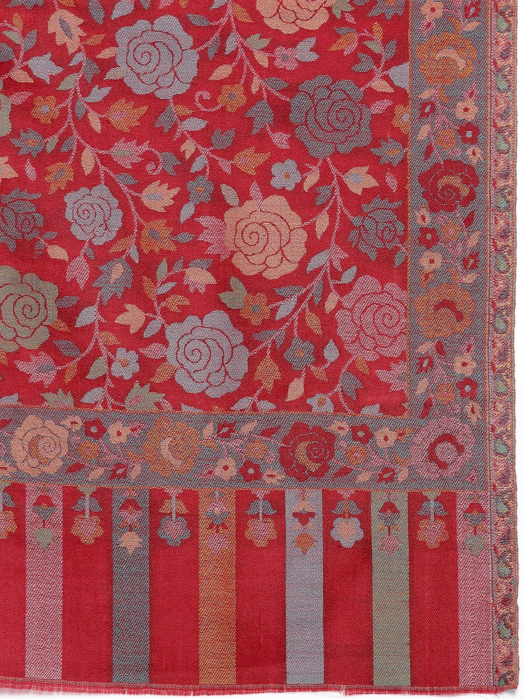Pashtush Shawl Store Pashtush Women's Floral, Fine Wool, Gulaabdar, Stole , Maroon