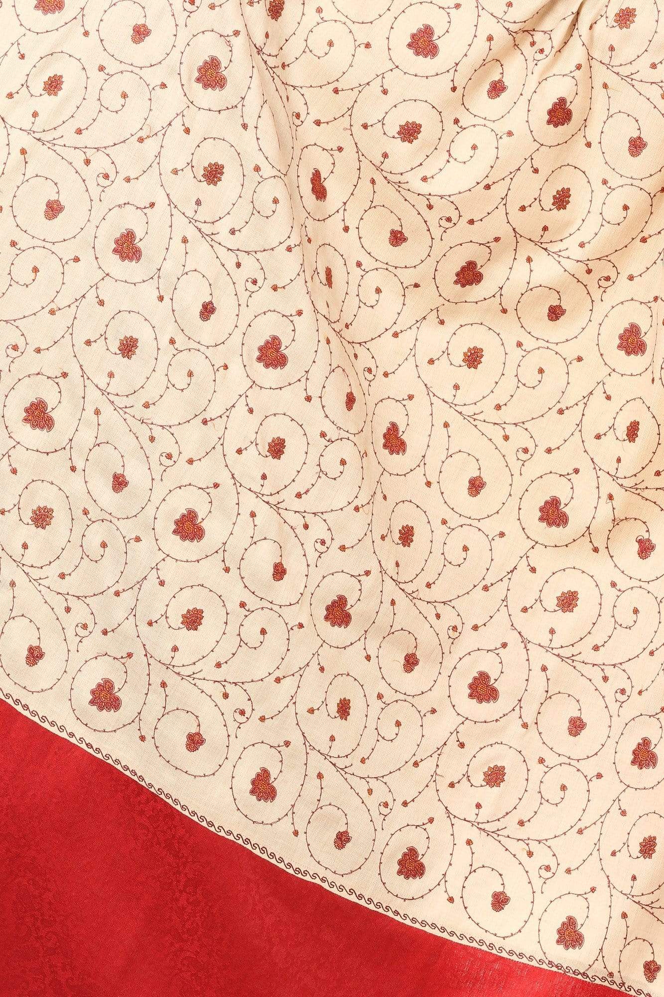 Pashtush India Shawl Pashtush Women's Gol Buti Jaal, Sozni Kashmiri Embroidery with Intricate Needlework Woolen Pashmina Shawls - Beige