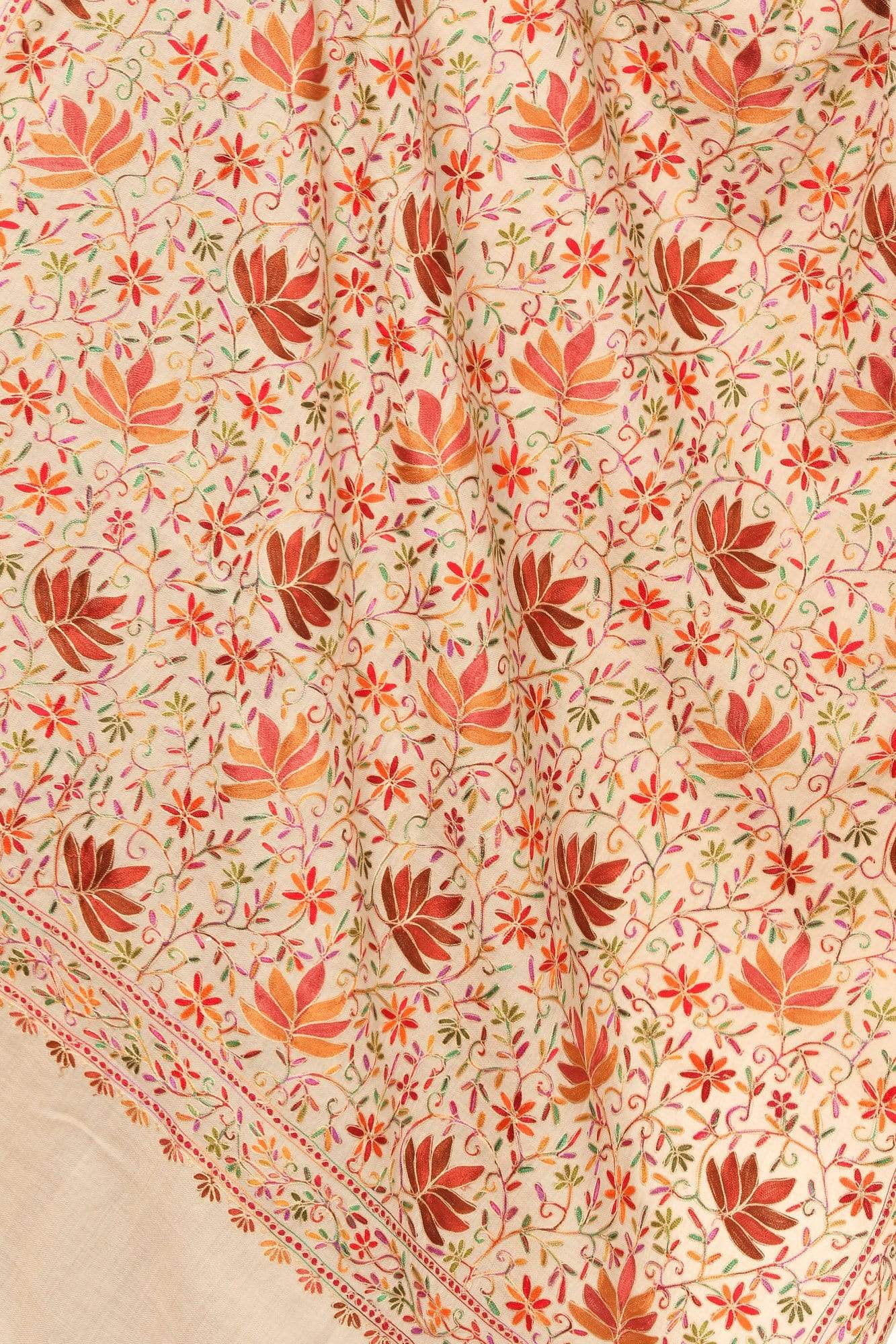Pashtush India Shawl Pashtush Women’s hand embroidered Heavy Nalki Jaal Shawl in Pure Wool (certified) Shawl Size 40x80 inches