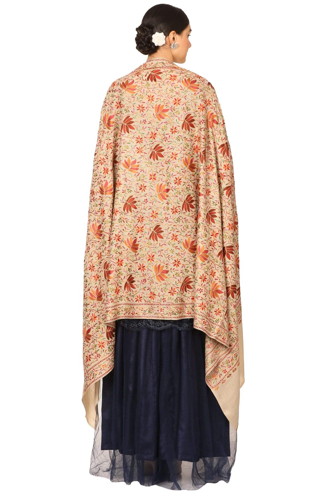 Pashtush India Shawl Pashtush Women’s hand embroidered Heavy Nalki Jaal Shawl in Pure Wool (certified) Shawl Size 40x80 inches