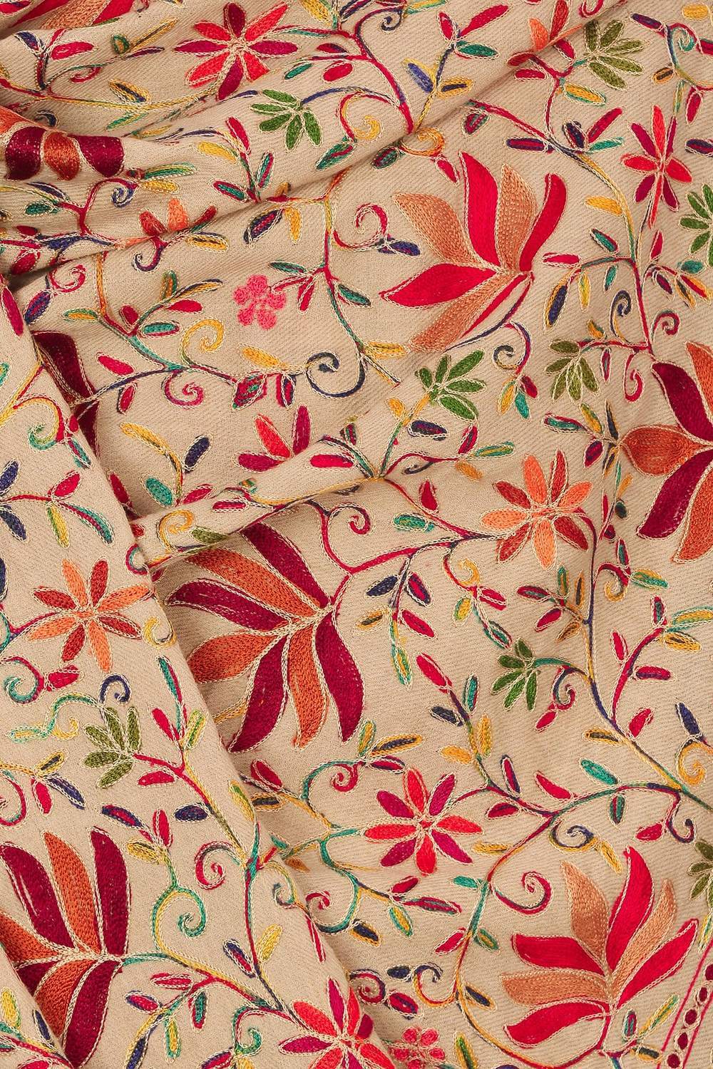 Pashtush India Shawl Pashtush Women’s hand embroidered Heavy Nalki Jaal Shawl in Pure Wool (certified) Shawl Size 40x80 inches