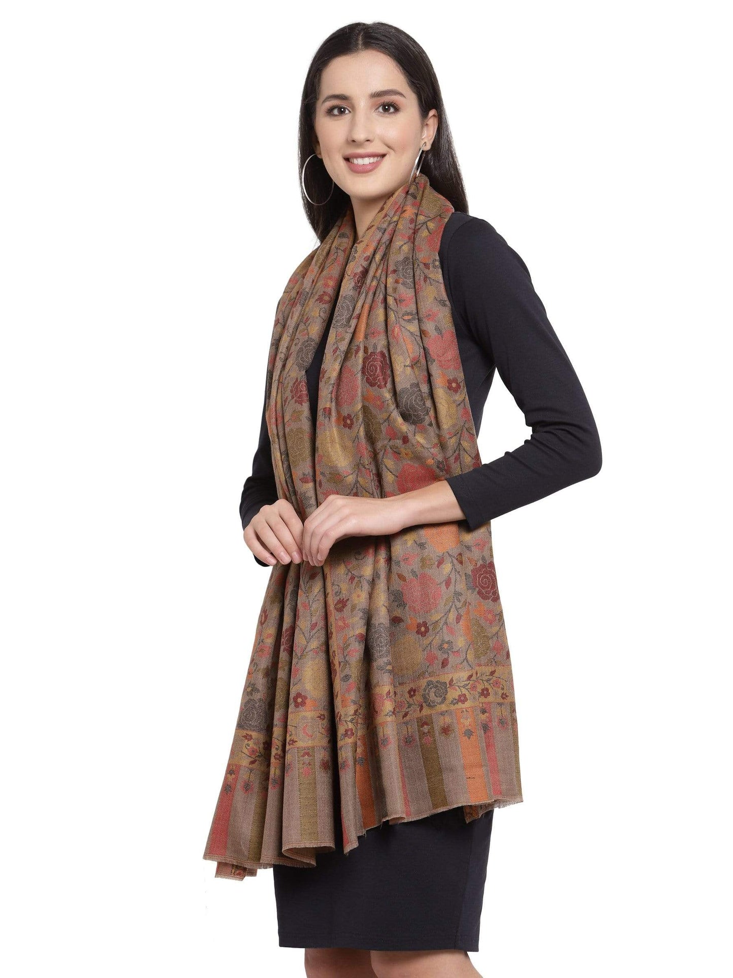Pashtush India 70x200 Pashtush Women's Jacquard Ethnic light weight floral Stole , Multi-coloured