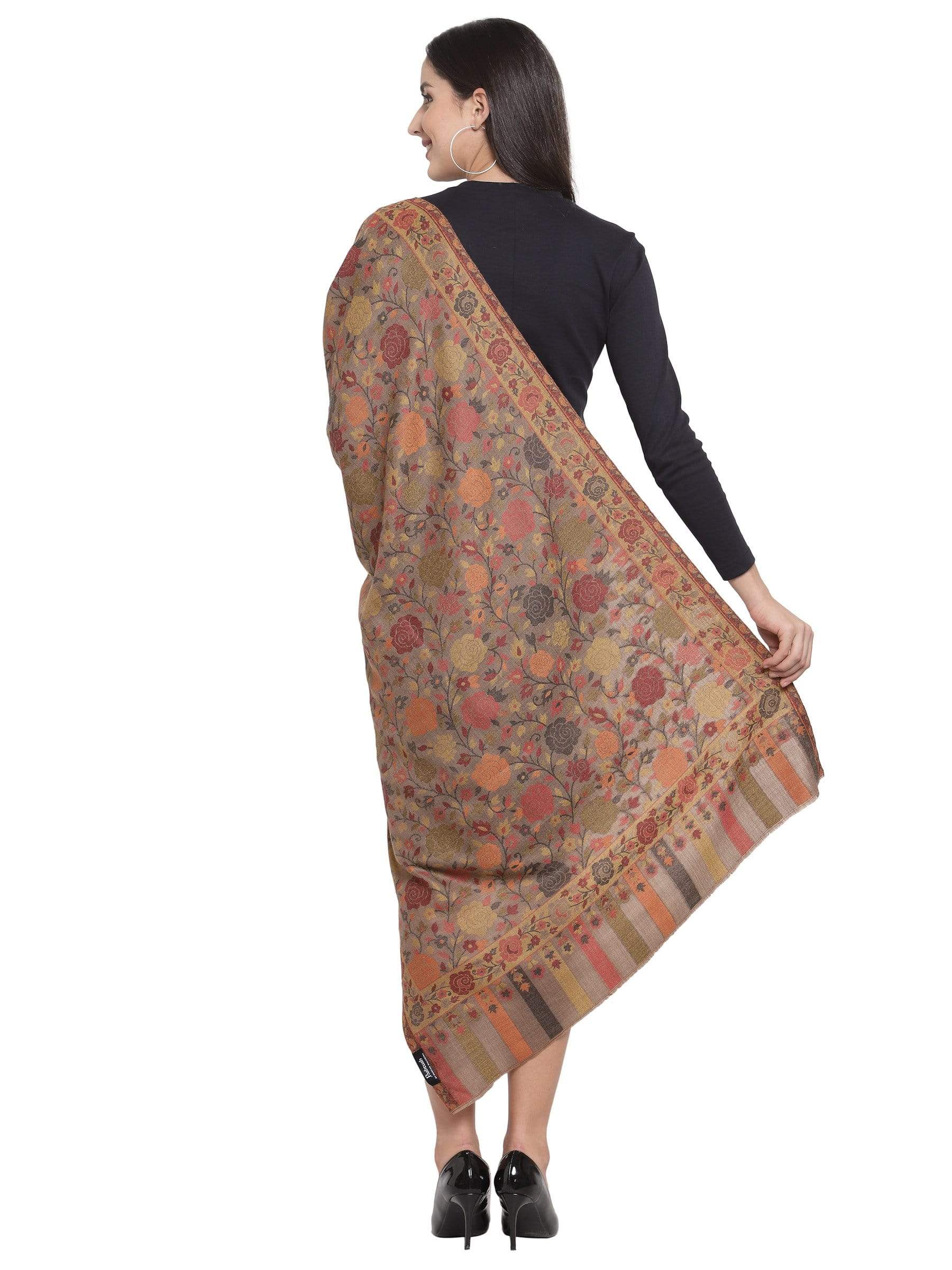 Pashtush India 70x200 Pashtush Women's Jacquard Ethnic light weight floral Stole , Multi-coloured