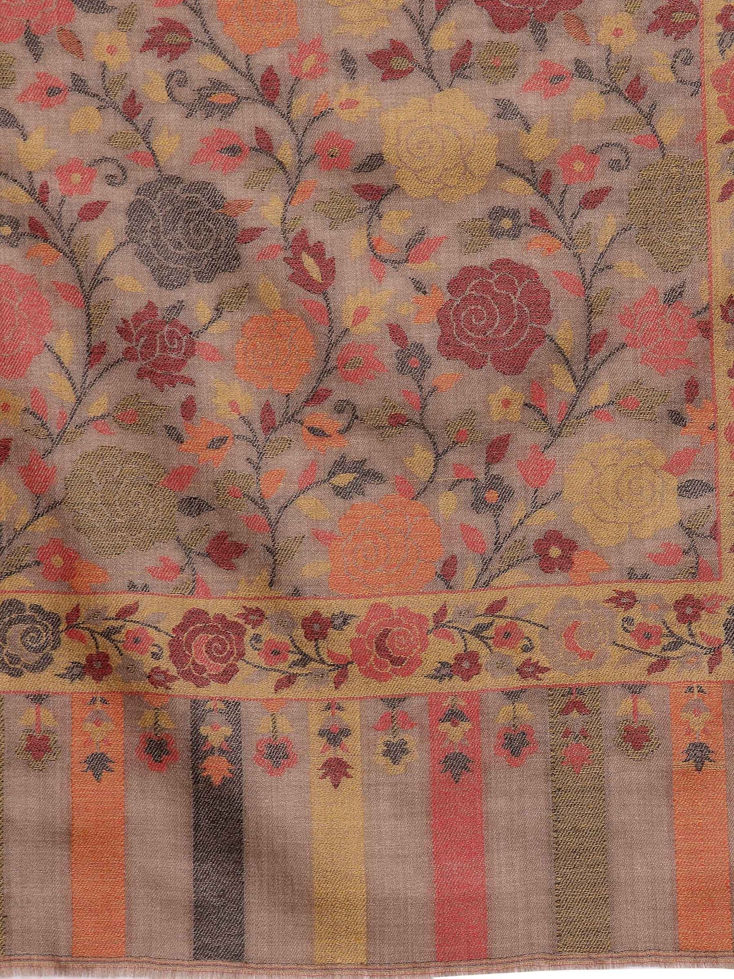 Pashtush India 70x200 Pashtush Women's Jacquard Ethnic light weight floral Stole , Multi-coloured