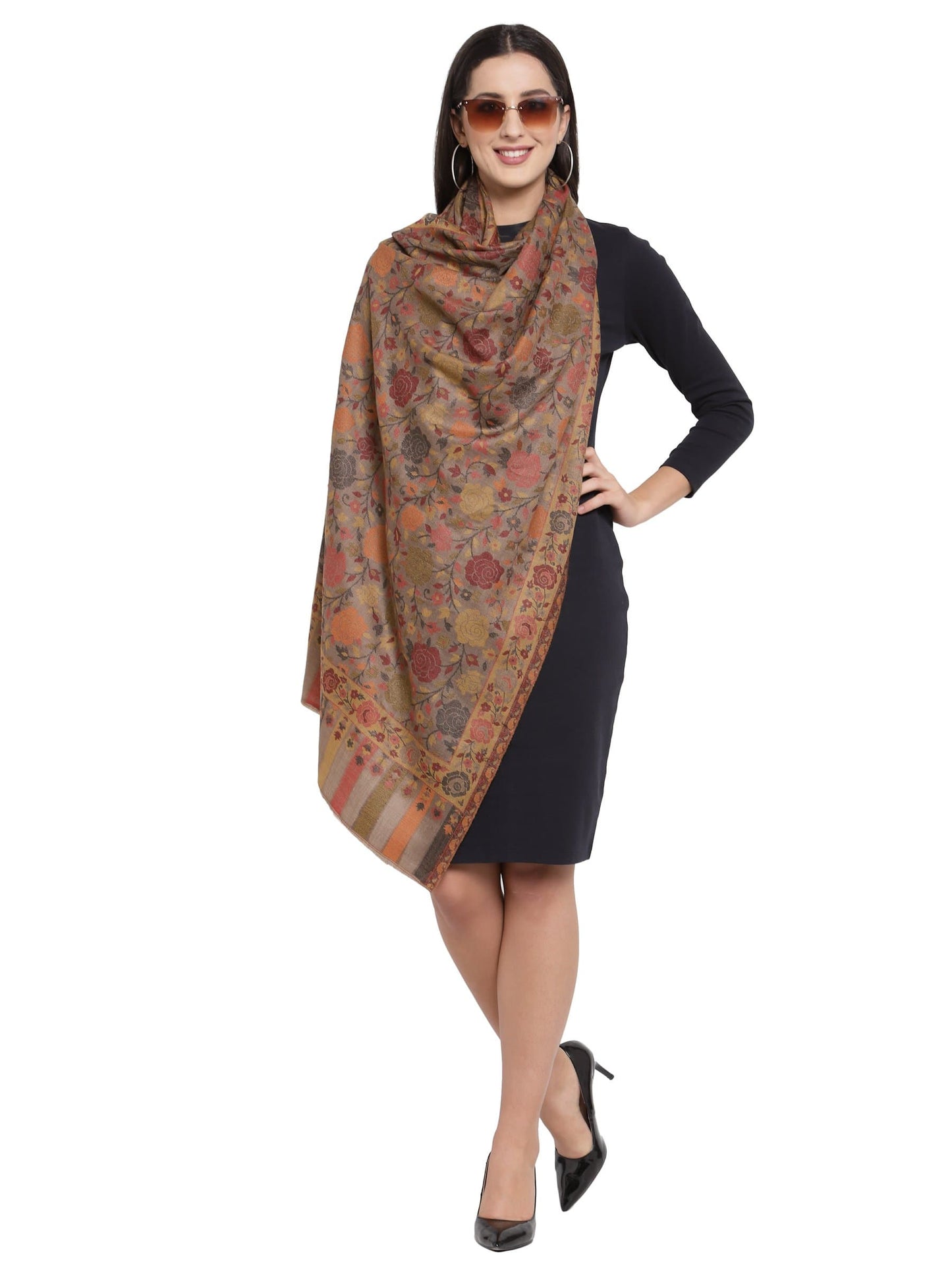 Pashtush India 70x200 Pashtush Women's Jacquard Ethnic light weight floral Stole , Multi-coloured