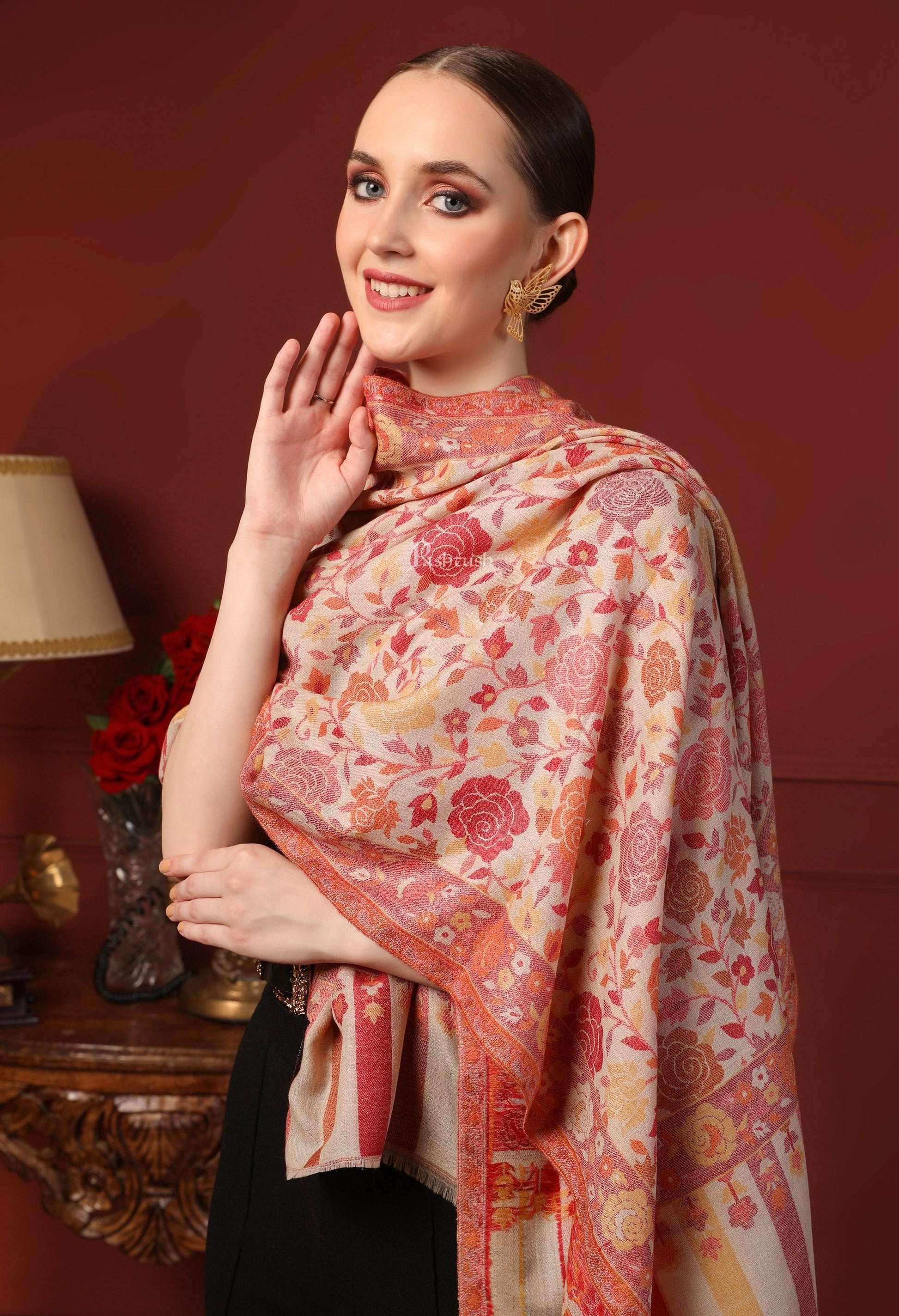 Pashtush Shawl Store 70x200 Pashtush Women's Jacquard Kaani light weight floral Stole , Multi-coloured