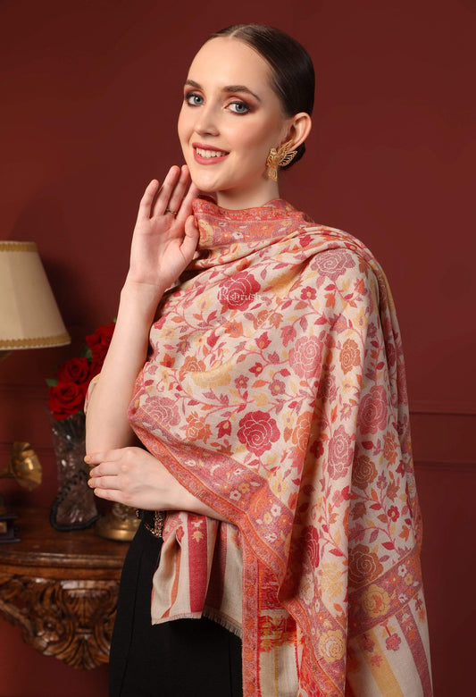 Pashtush Shawl Store 70x200 Pashtush Women's Jacquard Kaani light weight floral Stole , Multi-coloured