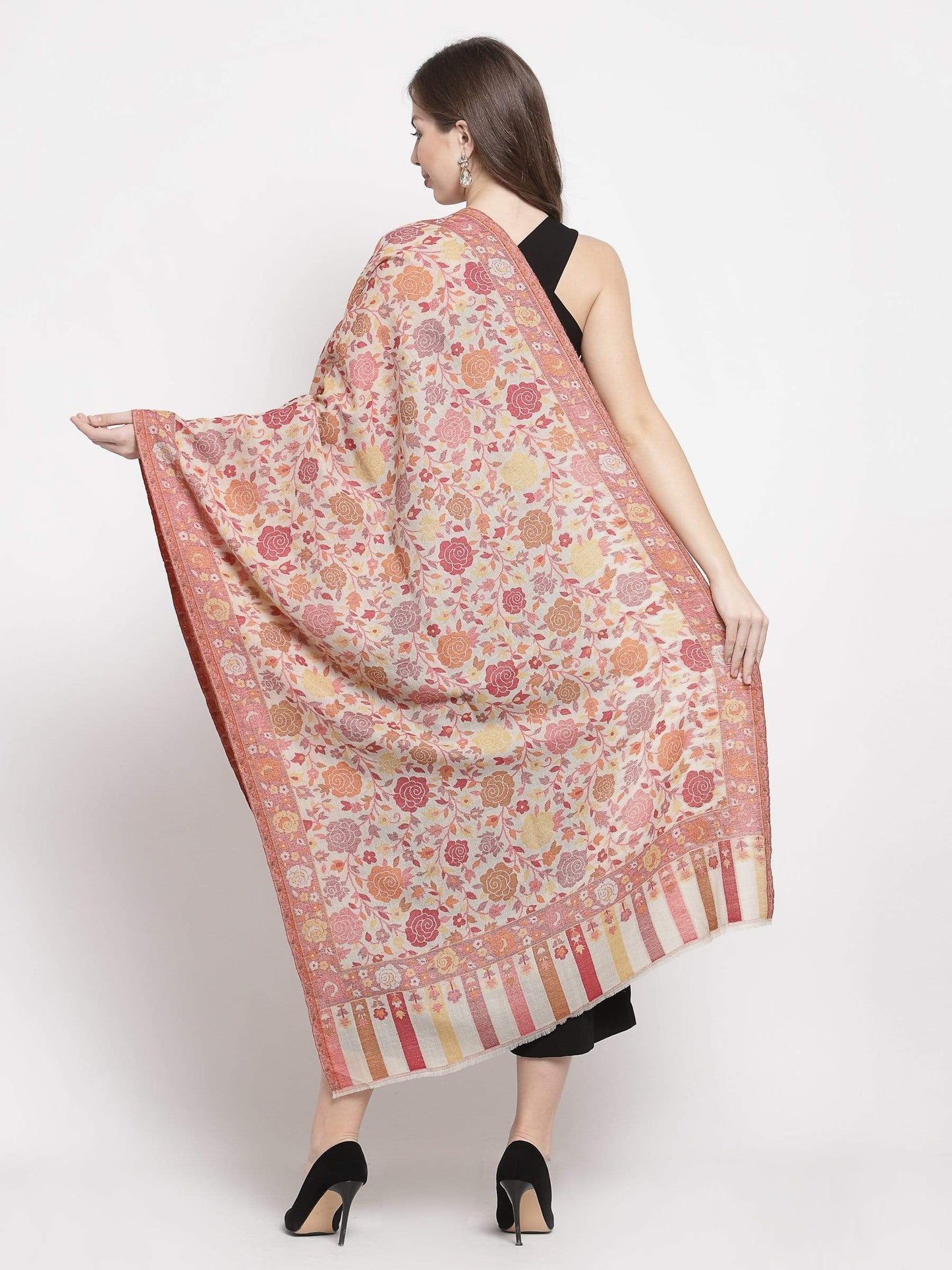 Pashtush Shawl Store 70x200 Pashtush Women's Jacquard Kaani light weight floral Stole , Multi-coloured