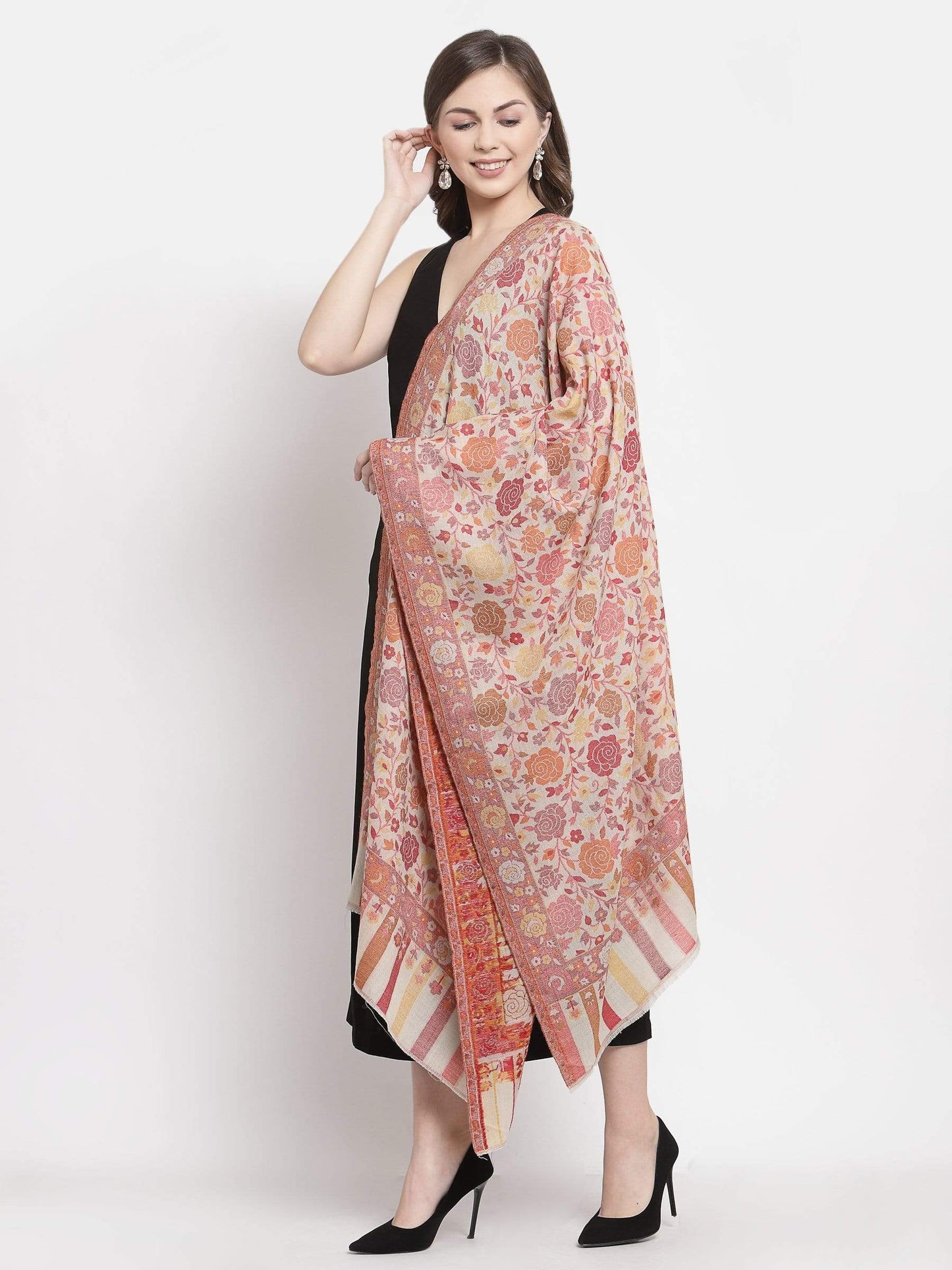Pashtush Shawl Store 70x200 Pashtush Women's Jacquard Kaani light weight floral Stole , Multi-coloured