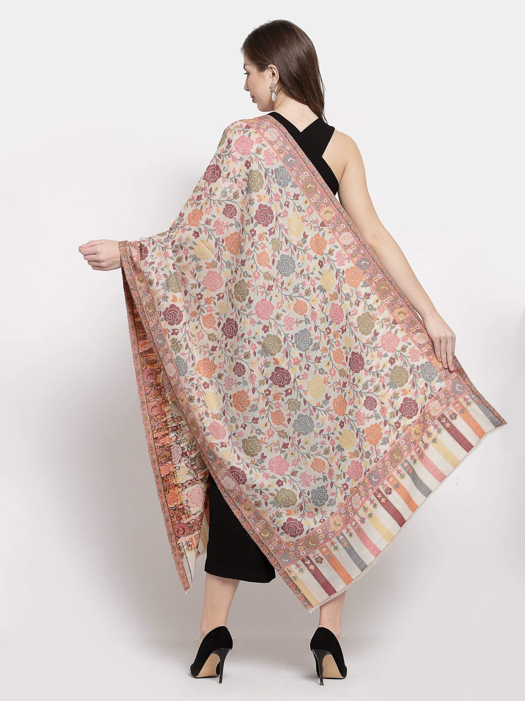 Pashtush Shawl Store 70x200 Pashtush Women's Jacquard Kaani light weight floral Stole , Multi-coloured