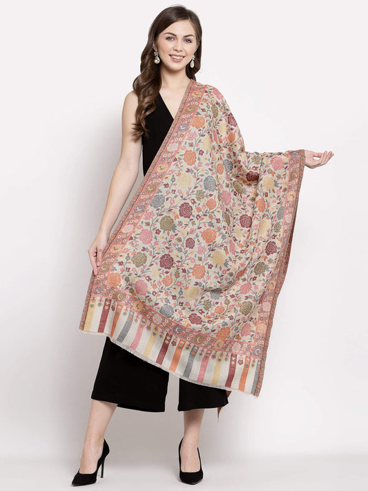 Pashtush Shawl Store 70x200 Pashtush Women's Jacquard Kaani light weight floral Stole , Multi-coloured