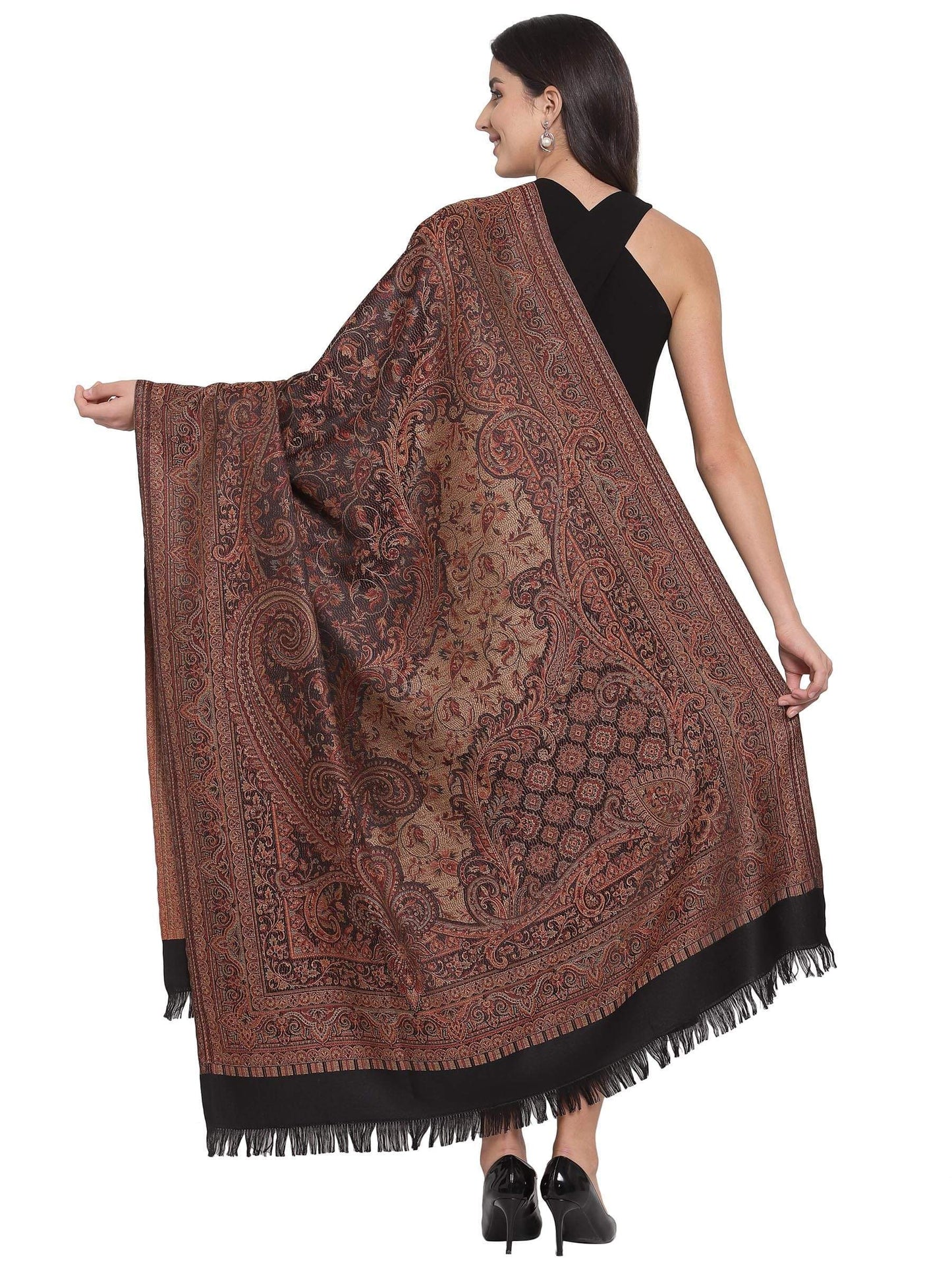 Pashtush India 100x200 Copy of Pashtush Women's Jamawar Shawl, Navy blue