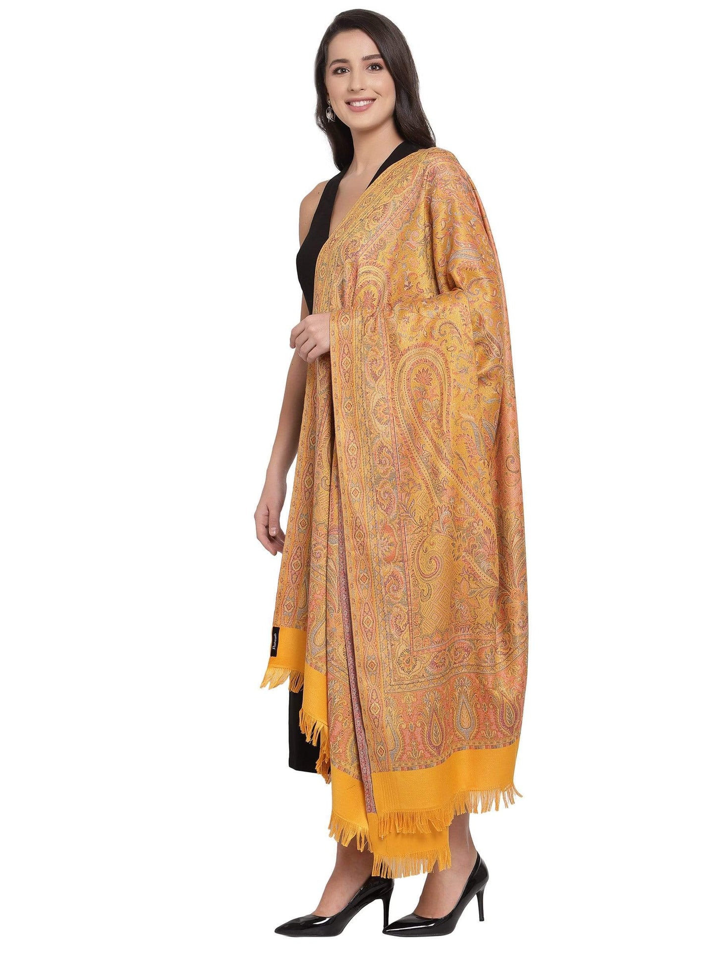 Pashtush India 100x200 Pashtush Women's Jamawar Shawl, Mustard