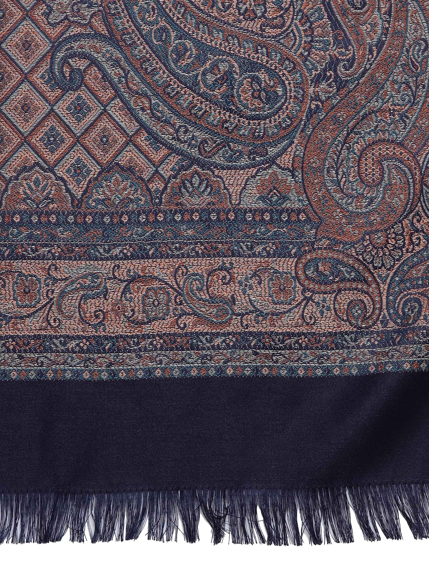 Pashtush India 100x200 Pashtush Women's Jamawar Shawl, Navy blue