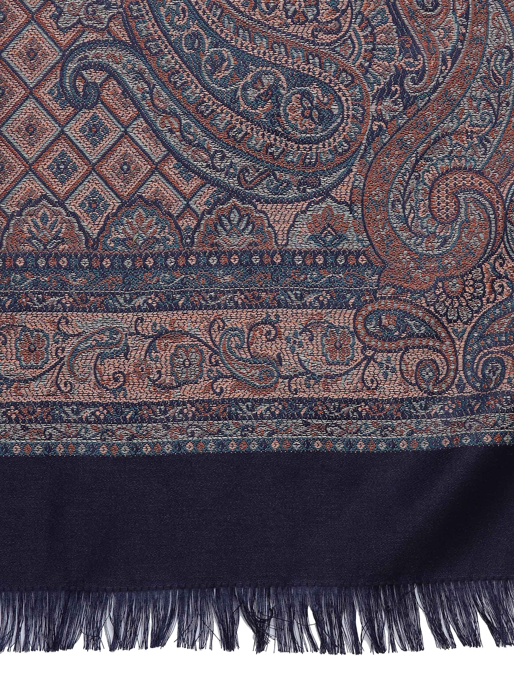 Pashtush India 100x200 Pashtush Women's Jamawar Shawl, Navy blue