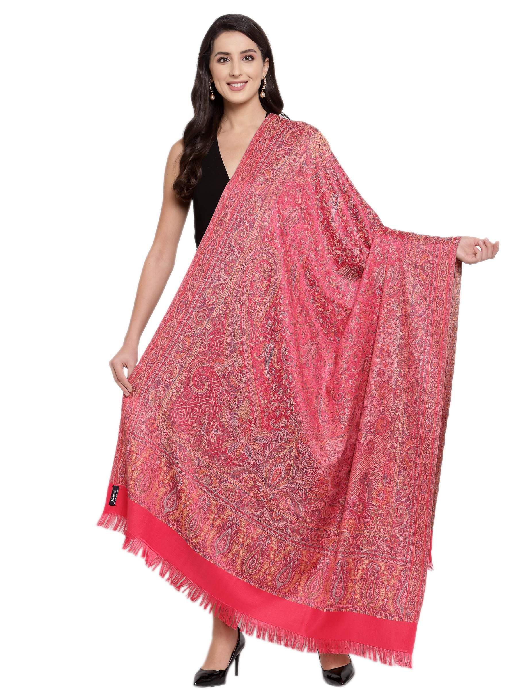 Pashtush India 100x200 Pashtush Women's Jamawar Shawl, Pink