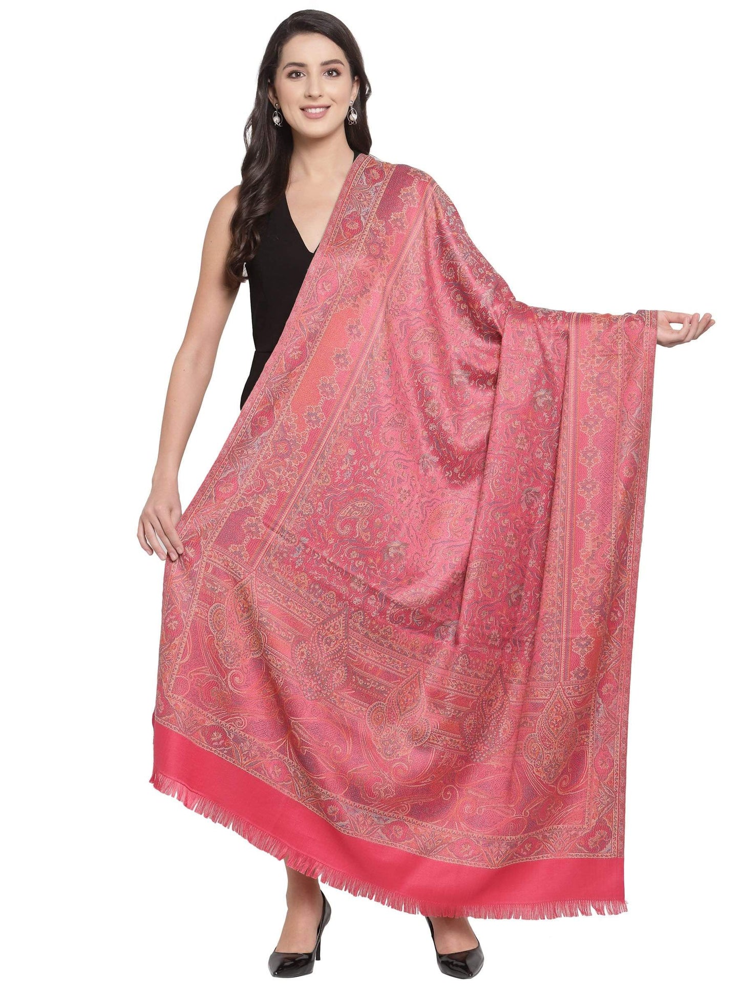 Pashtush India 100x200 Pashtush Women's Jamawar Shawl, Pink