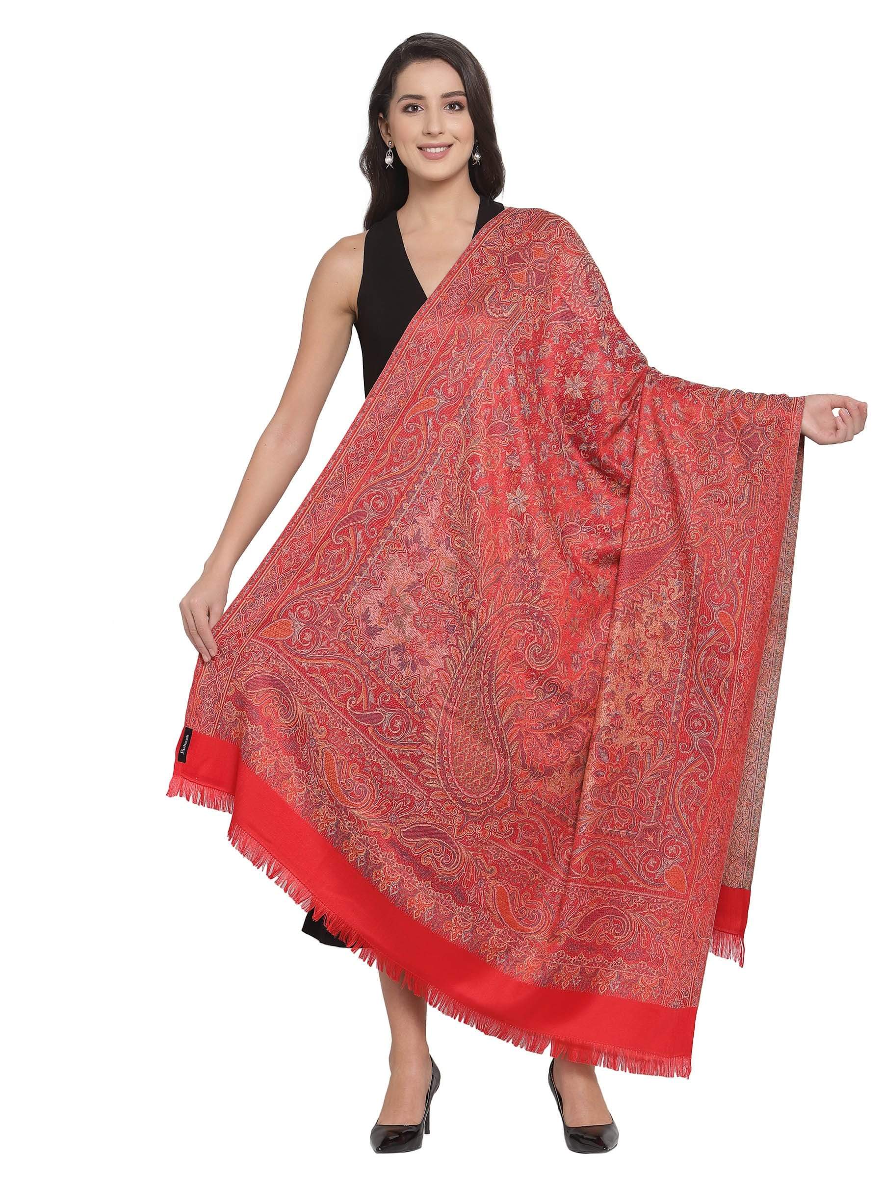 Pashtush India 100x200 Pashtush Women's Jamawar Shawl, Red