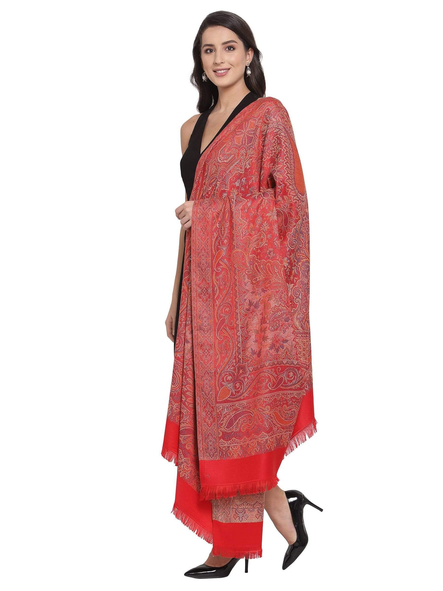 Pashtush India 100x200 Pashtush Women's Jamawar Shawl, Red