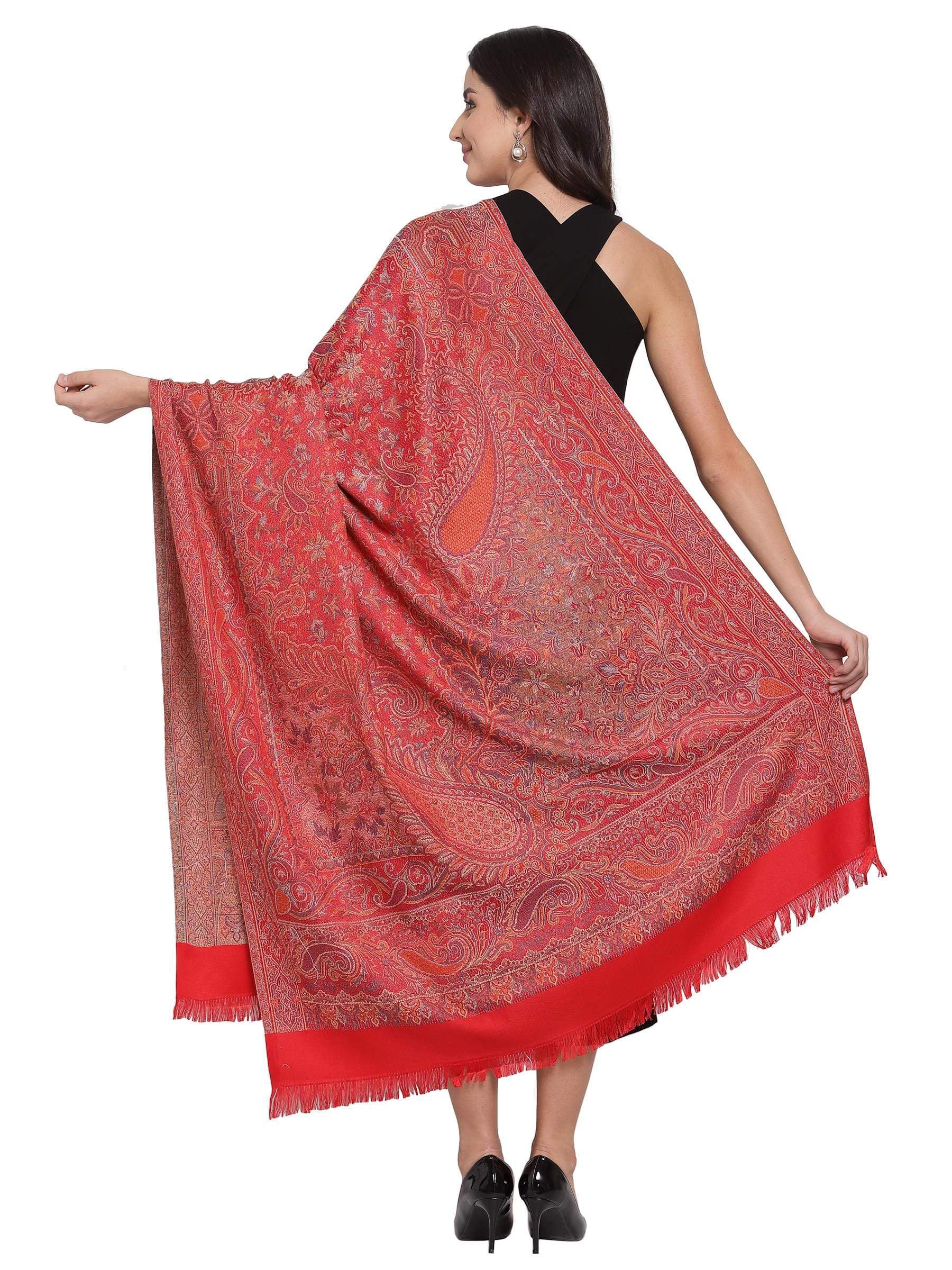 Pashtush India 100x200 Pashtush Women's Jamawar Shawl, Red