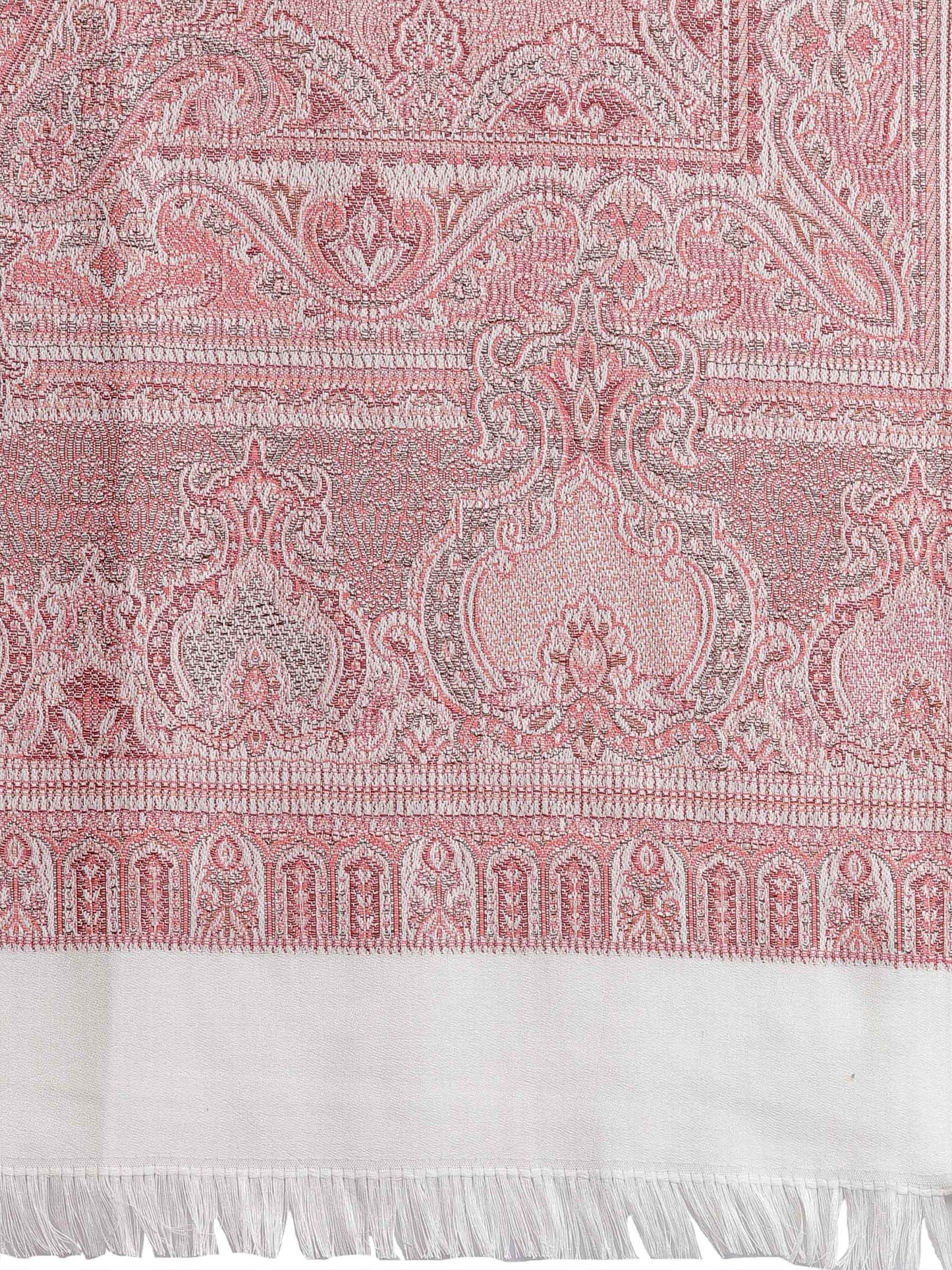 Pashtush India 100x200 Pashtush Women's Jamawar Shawl, Salmon - Ivory