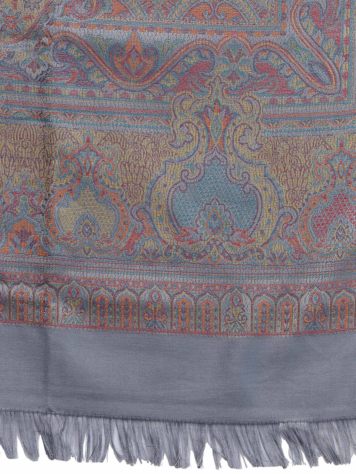 Pashtush India 100x200 Pashtush Women's Jamawar Shawl, Slate Grey