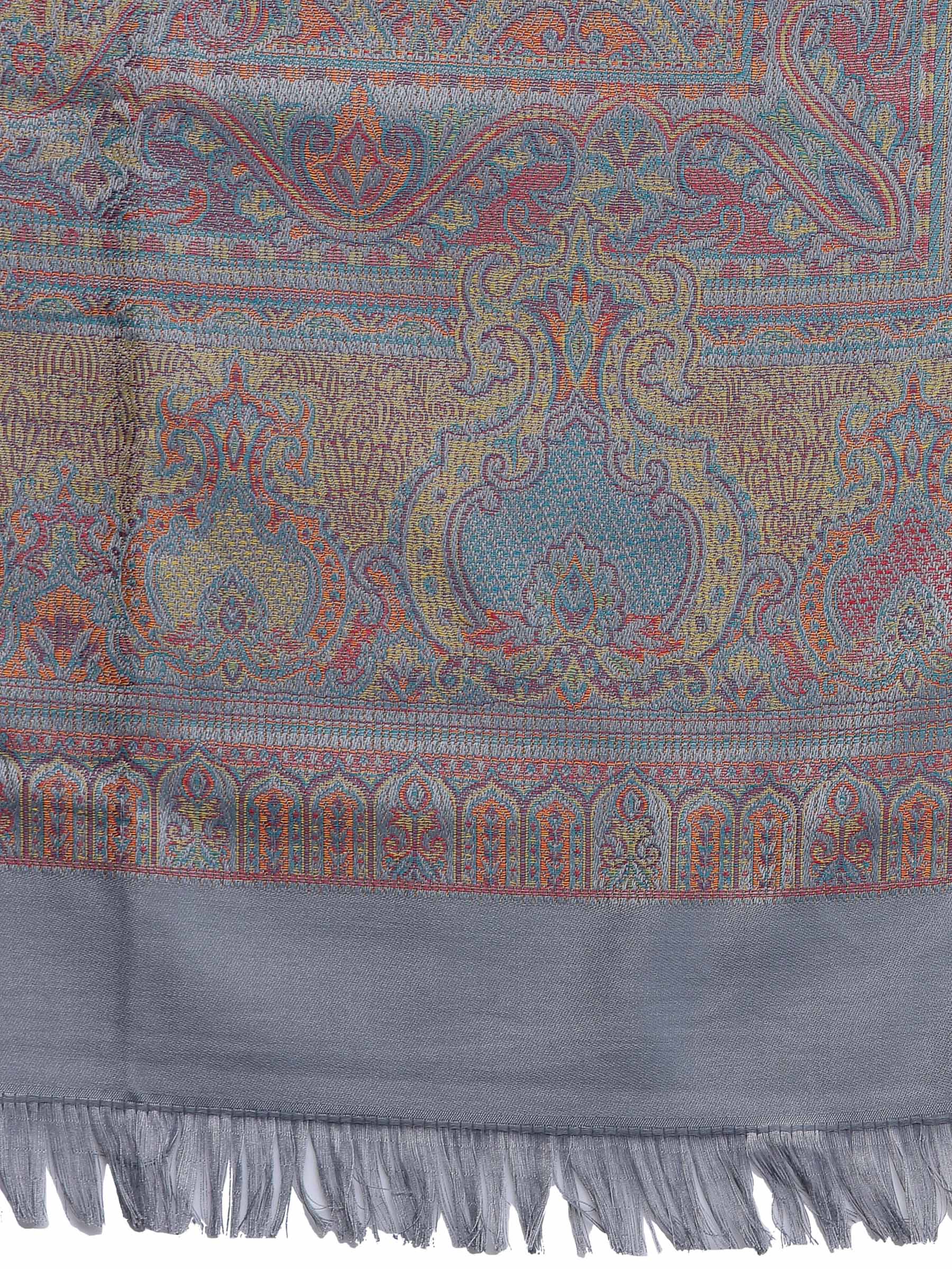 Pashtush India 100x200 Pashtush Women's Jamawar Shawl, Slate Grey