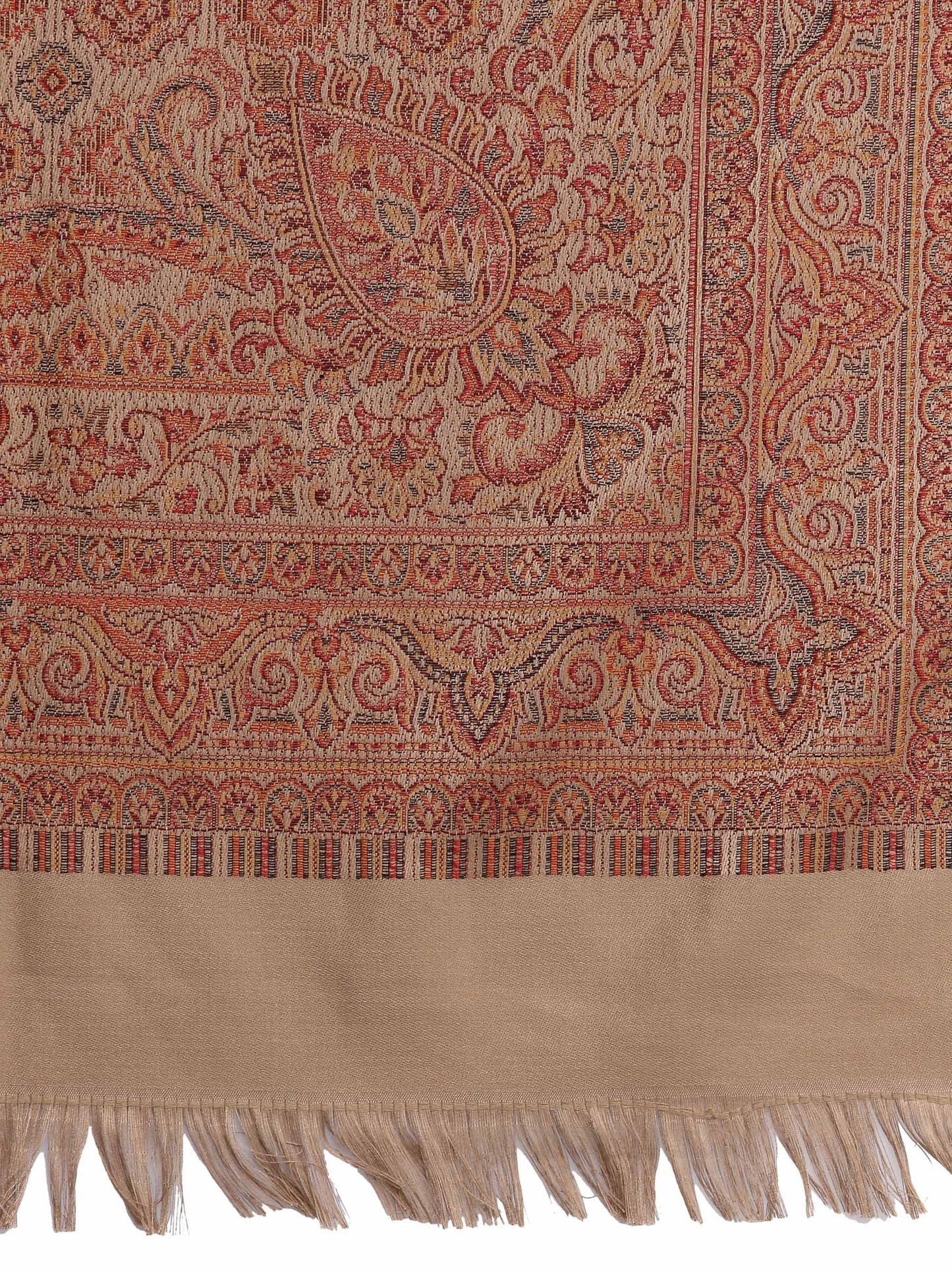 Pashtush India 100x200 Pashtush Women's Jamawar Shawl, Soft and Warm Earthy Beige